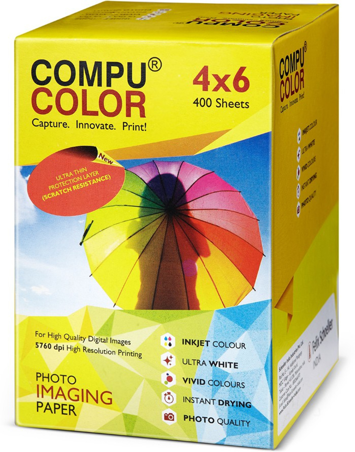 Image of COMPU COLOR RESIN COATED TRUE Photo Glossy Photo Paper 270GSM (4x6 inches, 400 sheets) Unruled 4x6 Inch 270 gsm Photo Paper (Set of 1, White)