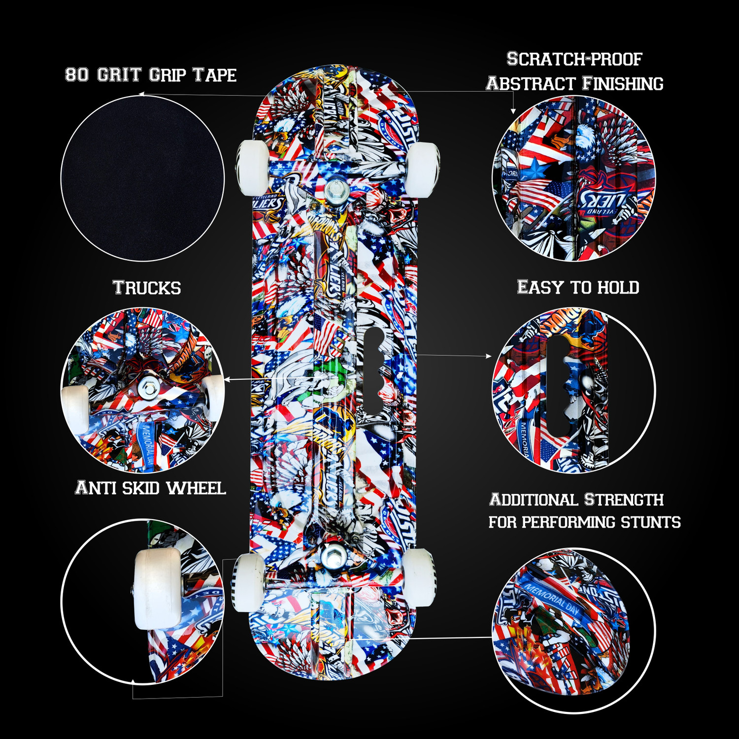 Image of Jaspo Destructor Graffiti 31 inch X 8 inch Inch Fiber Skateboards Suitable for Age Group Above 8 Years 8 inch x 31 inch Skateboard
