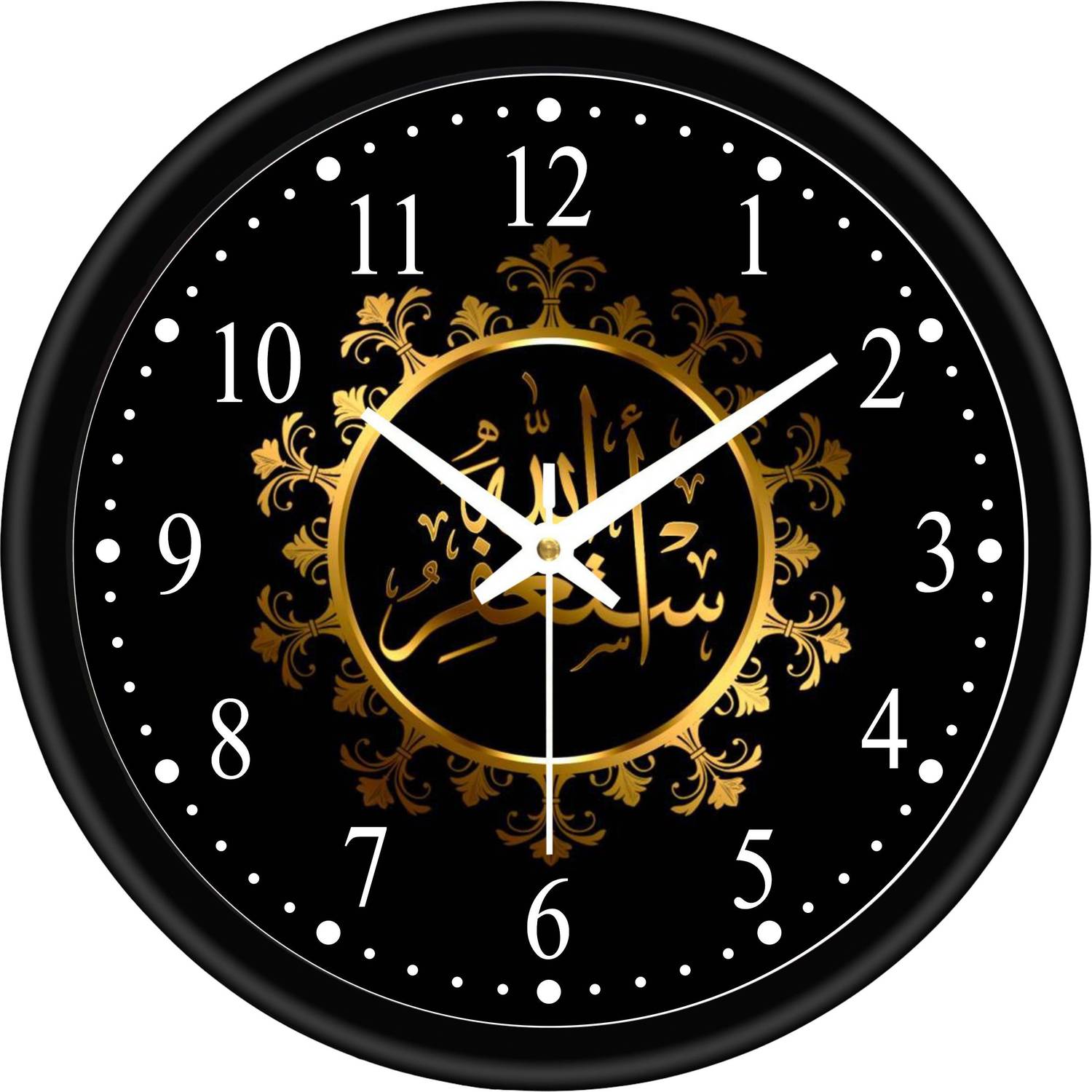 Harmoso Analog 25 cm X 25 cm Wall Clock (Black, White, Gold, With