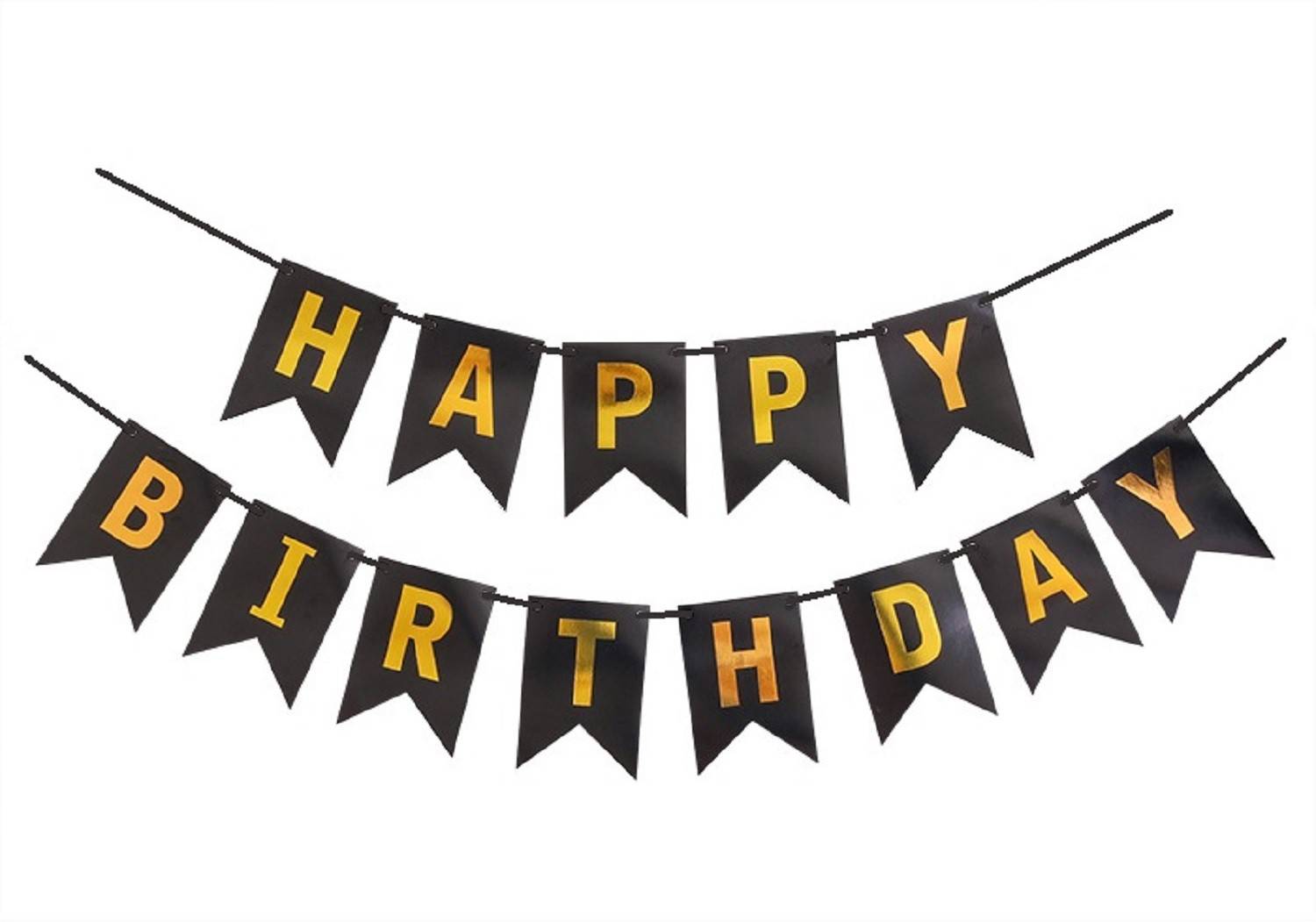 Agk Happy Birthday Black Banner for Birthday Party Decoration With Black Ribbon Banner