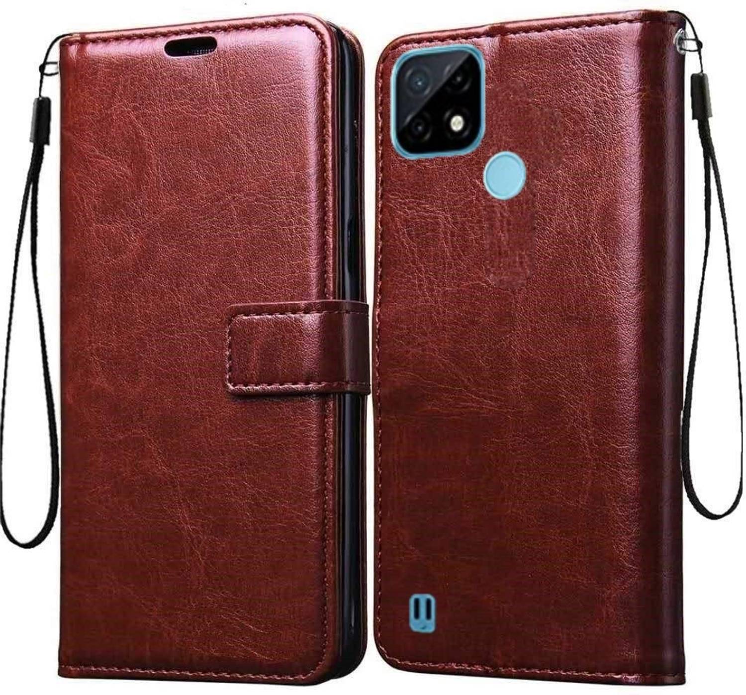 ILING Leather Folio Cover per Realme C21Y/Realme C25Y