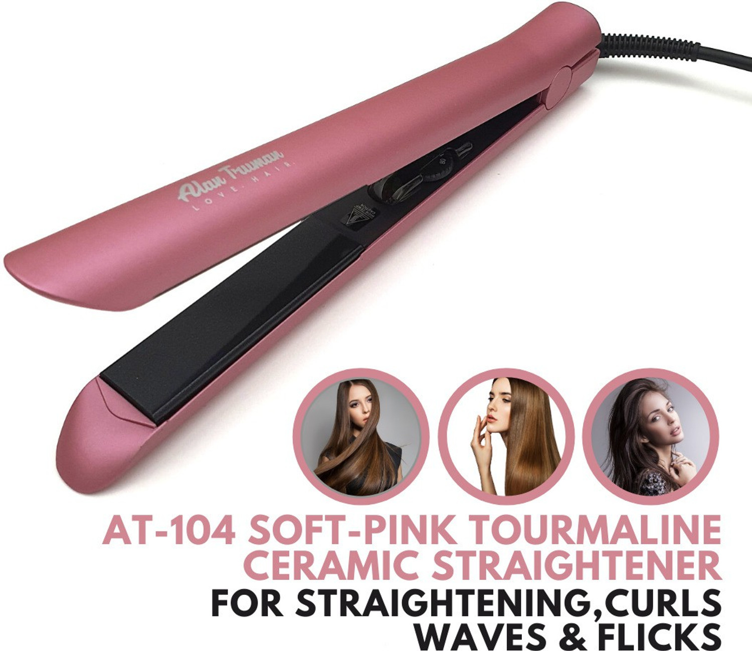 Image of Alan Truman AT-104 Soft Pink Tourmaline Ceramic Hair Straightener