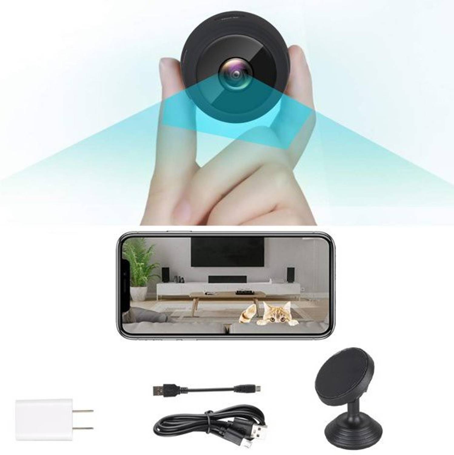 AVOIHS Spy Camera Mini WiFi Wireless Full HD 1080P with Night Vision Small Nanny Cameras for Home Office Room Car Security Live Streaming Through Android/iOS Motion Detection Security Camera