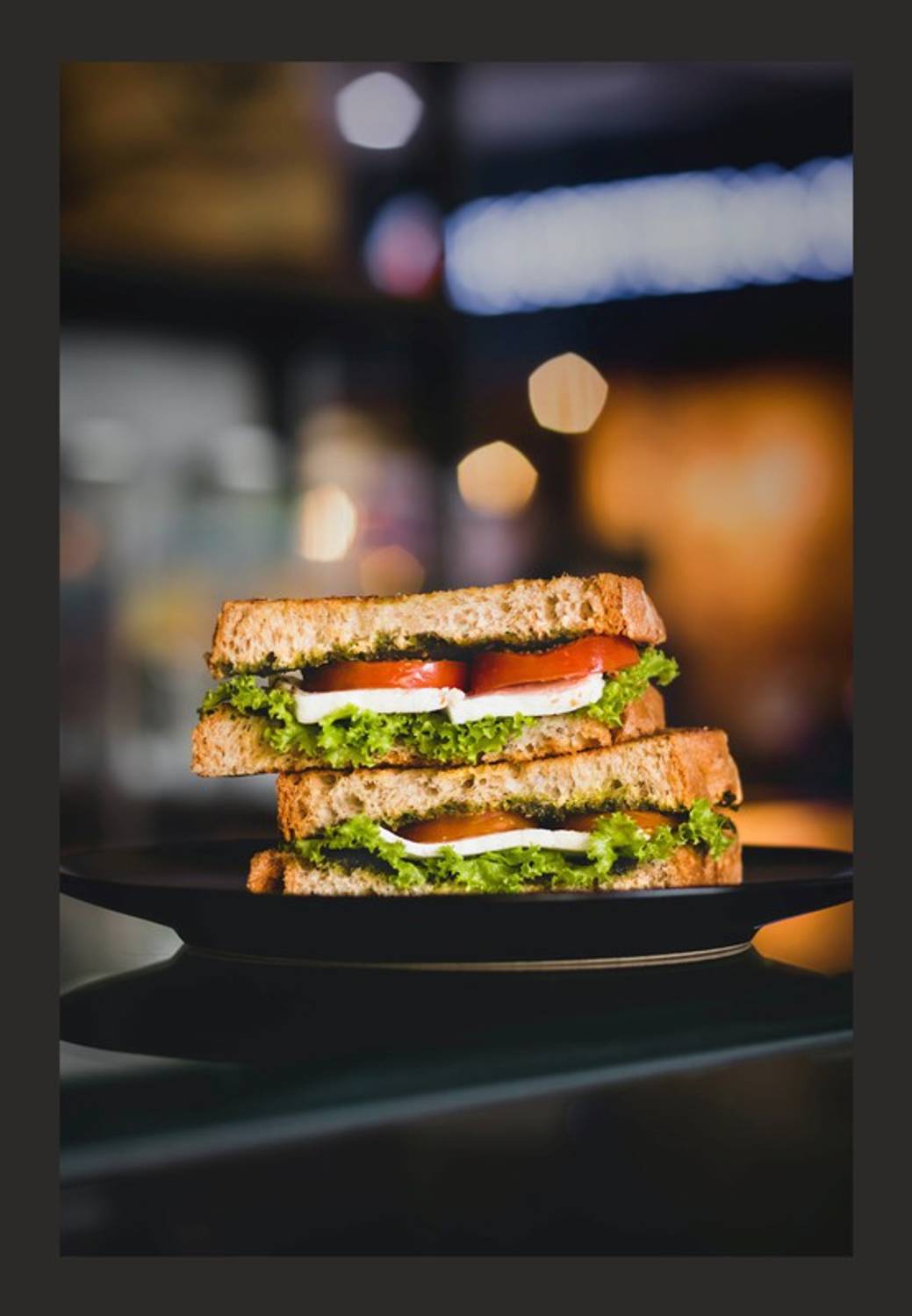 AGRADA Framed Food Painting of Veg. Sandwitch for Home, Office, Restaurants, Hotels Wall Decor Decorative Gift Item Digital Reprint 19 inch x 13 inch Painting