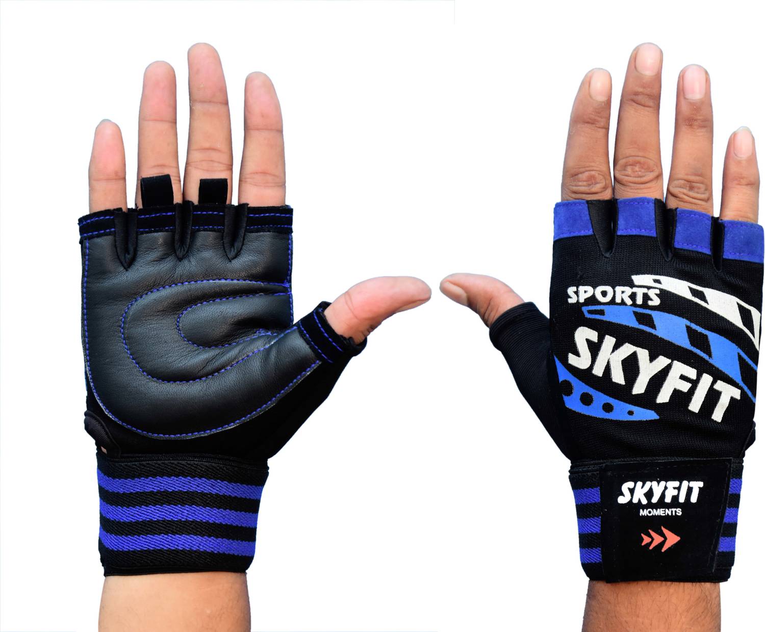 SKYFIT Super Wrist Supports Gym Gloves Blue - Image 1