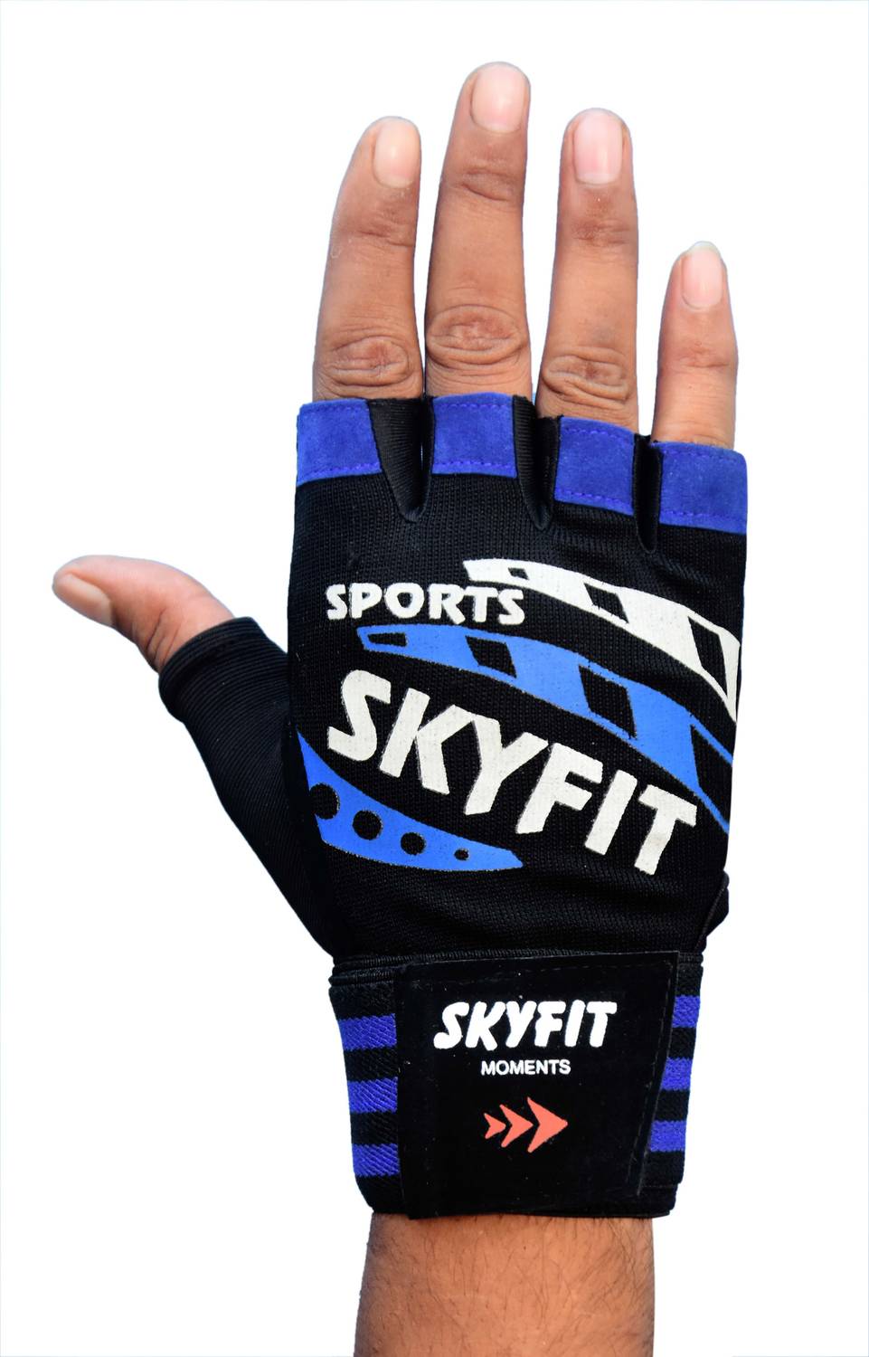 SKYFIT Super Wrist Supports Gym Gloves Blue - Image 2