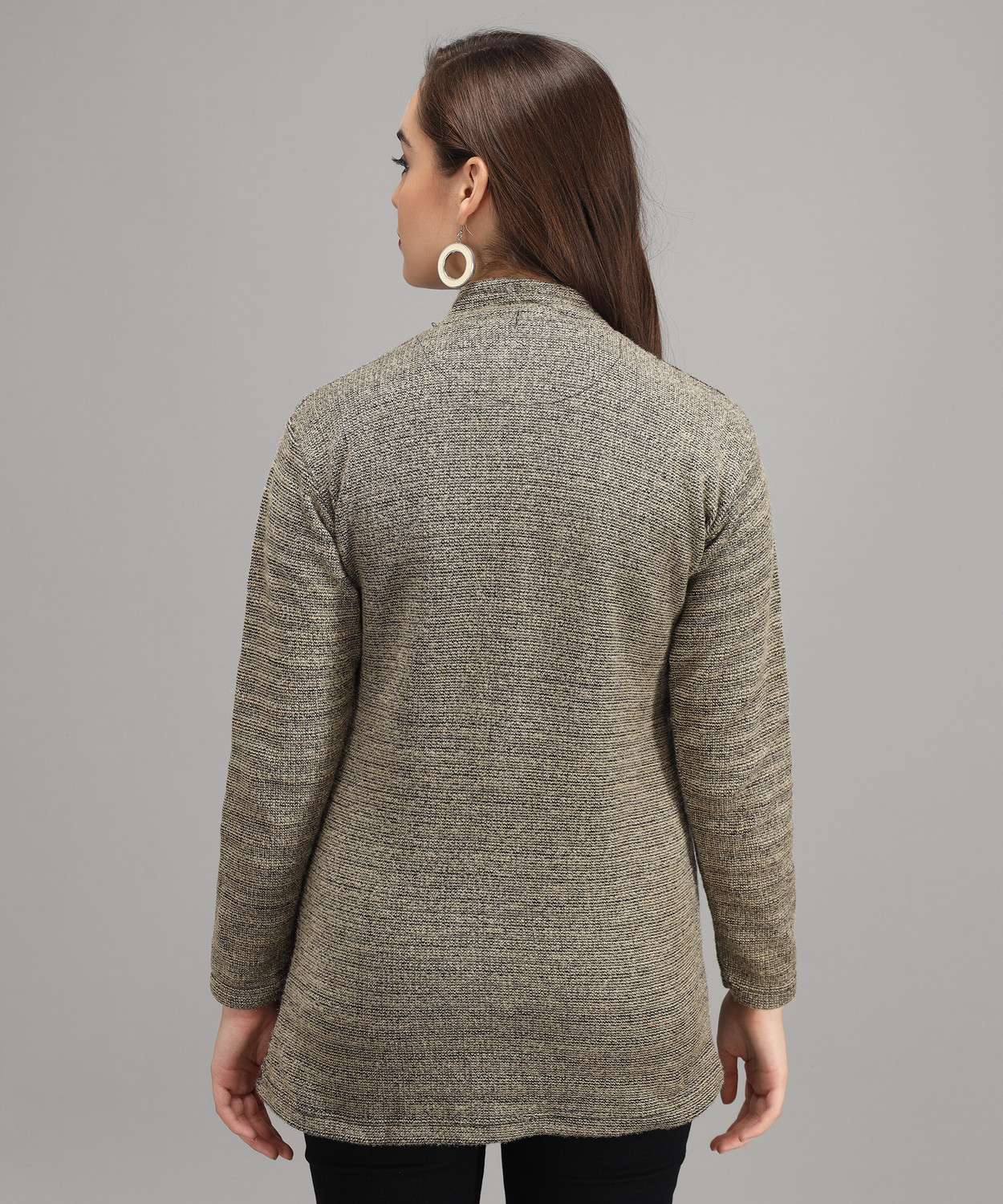 Image of Divastri Printed High Neck Casual Women Beige Sweater