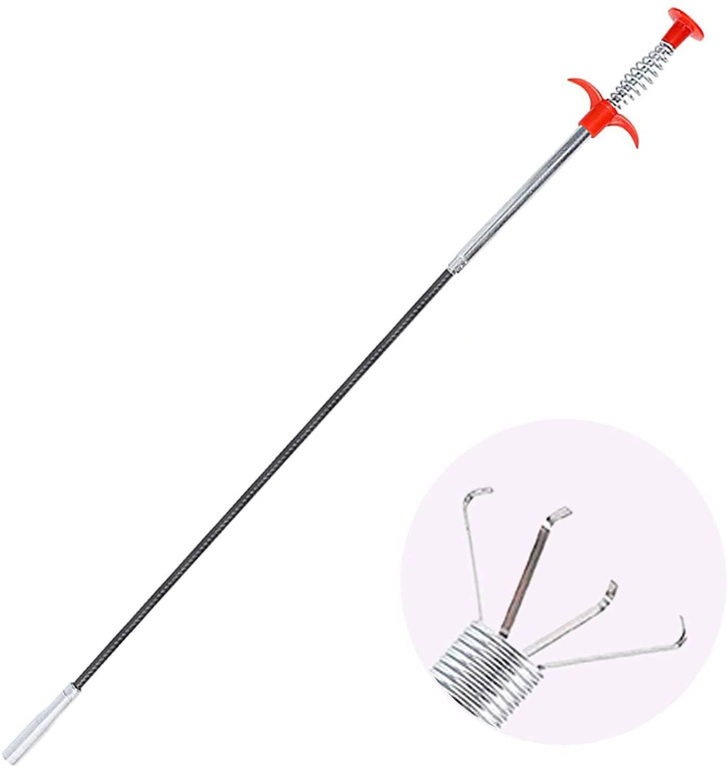 Ancestors Stainless Steel Hair Catching Drain Cleaner Wire Spring Sink Cleaning Stick(180CM) Crystal Drain Opener