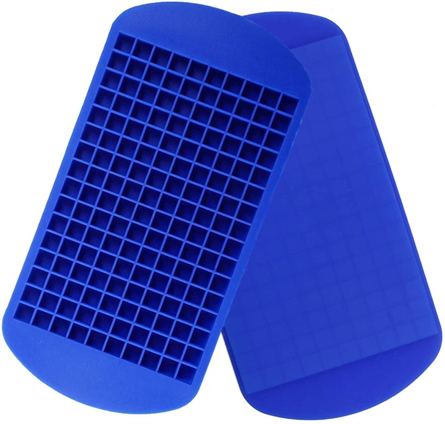 AlexVyan 160 grid small mini silicone ice cube tray for bottle, glass, coldrink etc. (Blue colour- 1 piece) Blue Silicone Ice Cube Tray Blue Silicone Ice Cube Tray