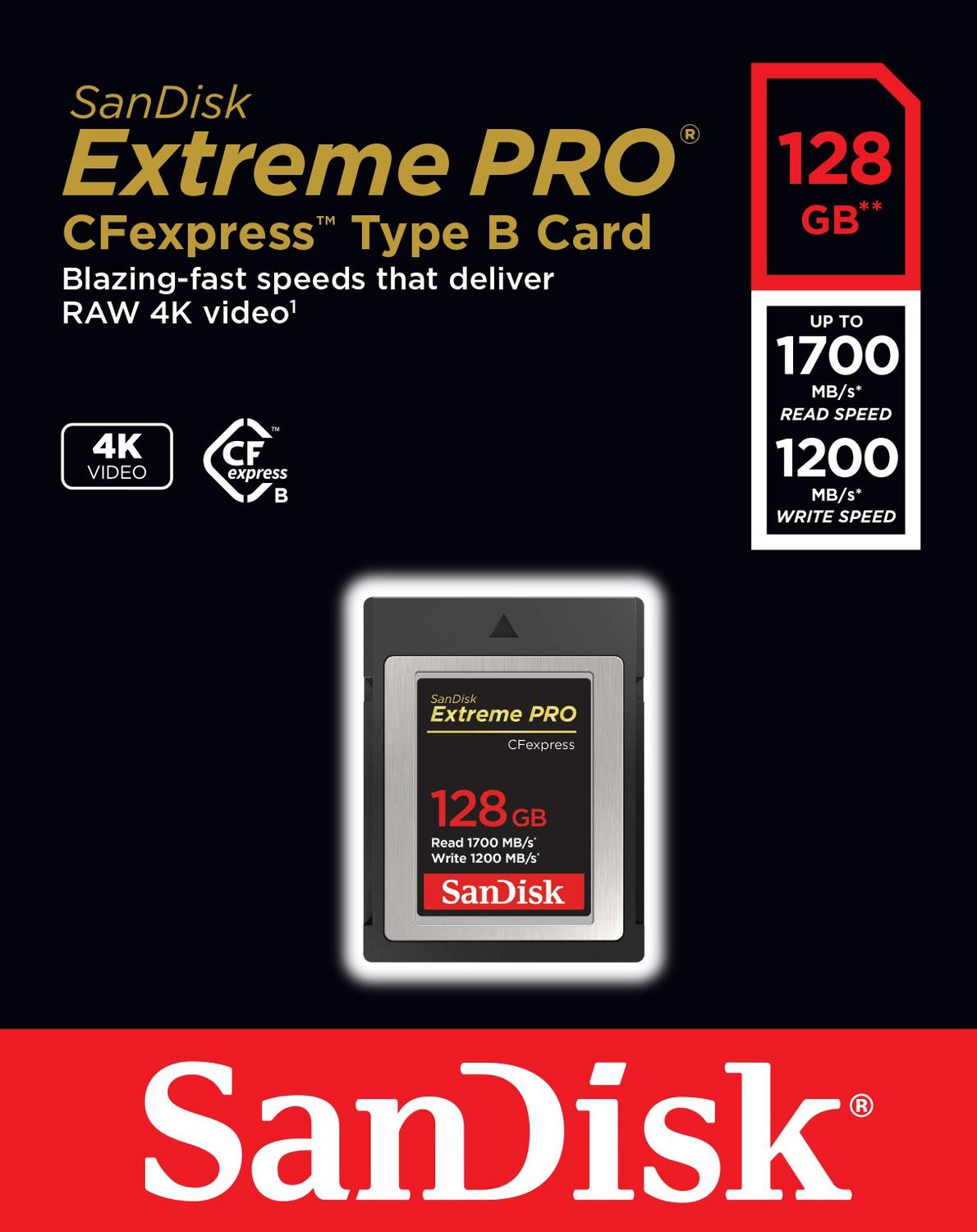 SanDisk SDCFE-128G-GN4NN Extreme Pro 128 GB Type B UHS Class 3