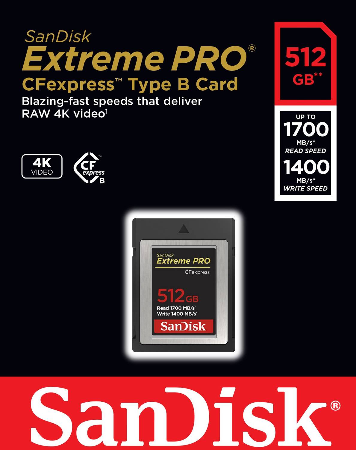 SanDisk SDCFE-512G-GN4NN Extreme Pro 512 GB Type B UHS Class 3