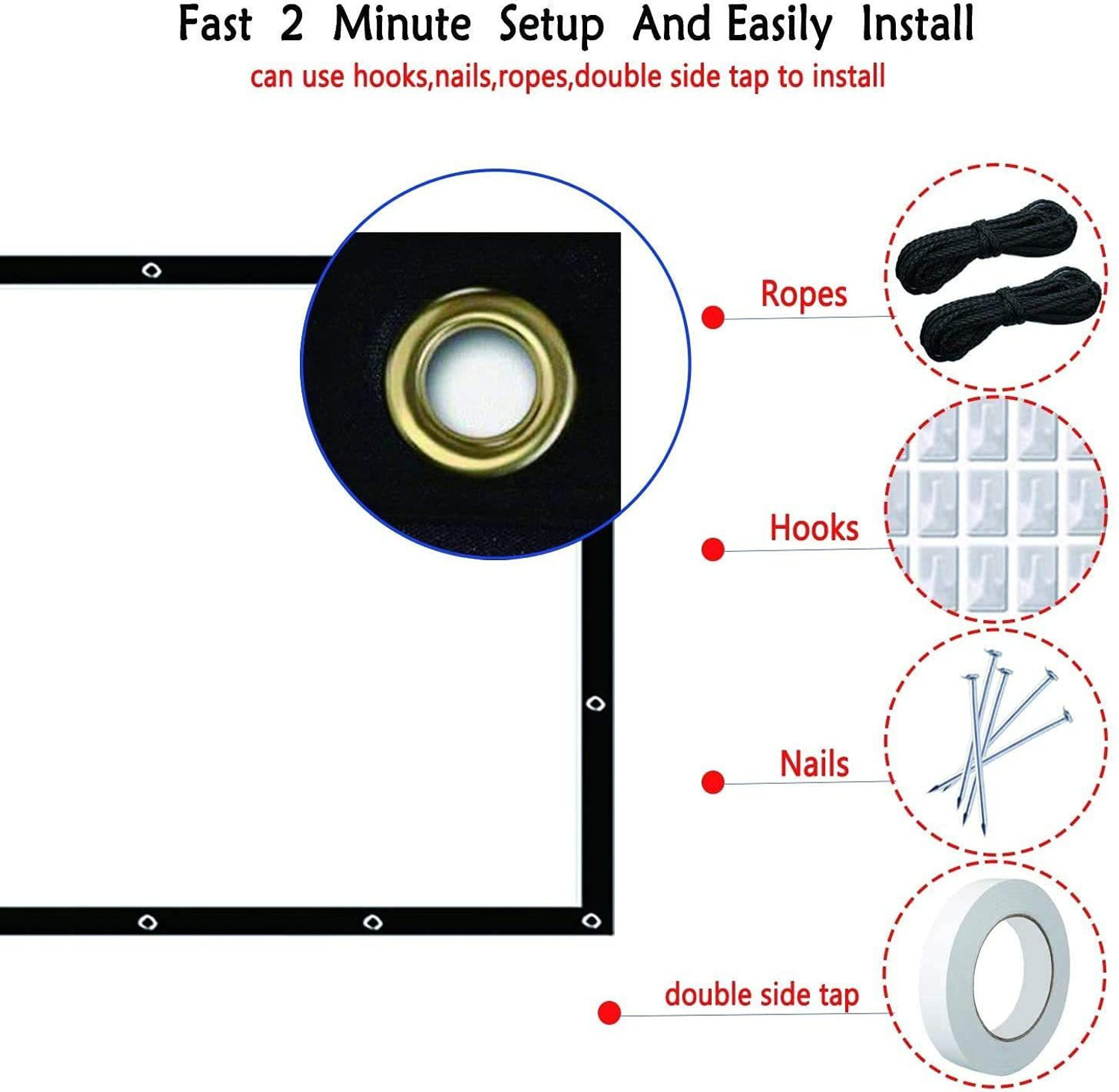 Image of ZIOZY 150 Inch- 10Ft x 8Ft-Anti-Creased-Foldable Anti-Light 16:9 4K Eyelet Full HD 3D Projector Screen (Width 332 cm x 187 cm Height)