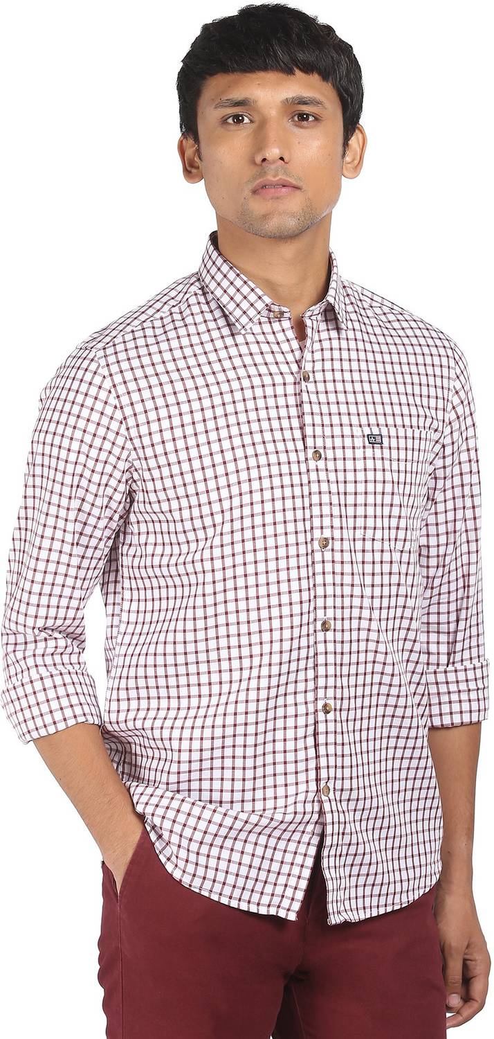 Arrow Sport Men Checkered Casual White Shirt