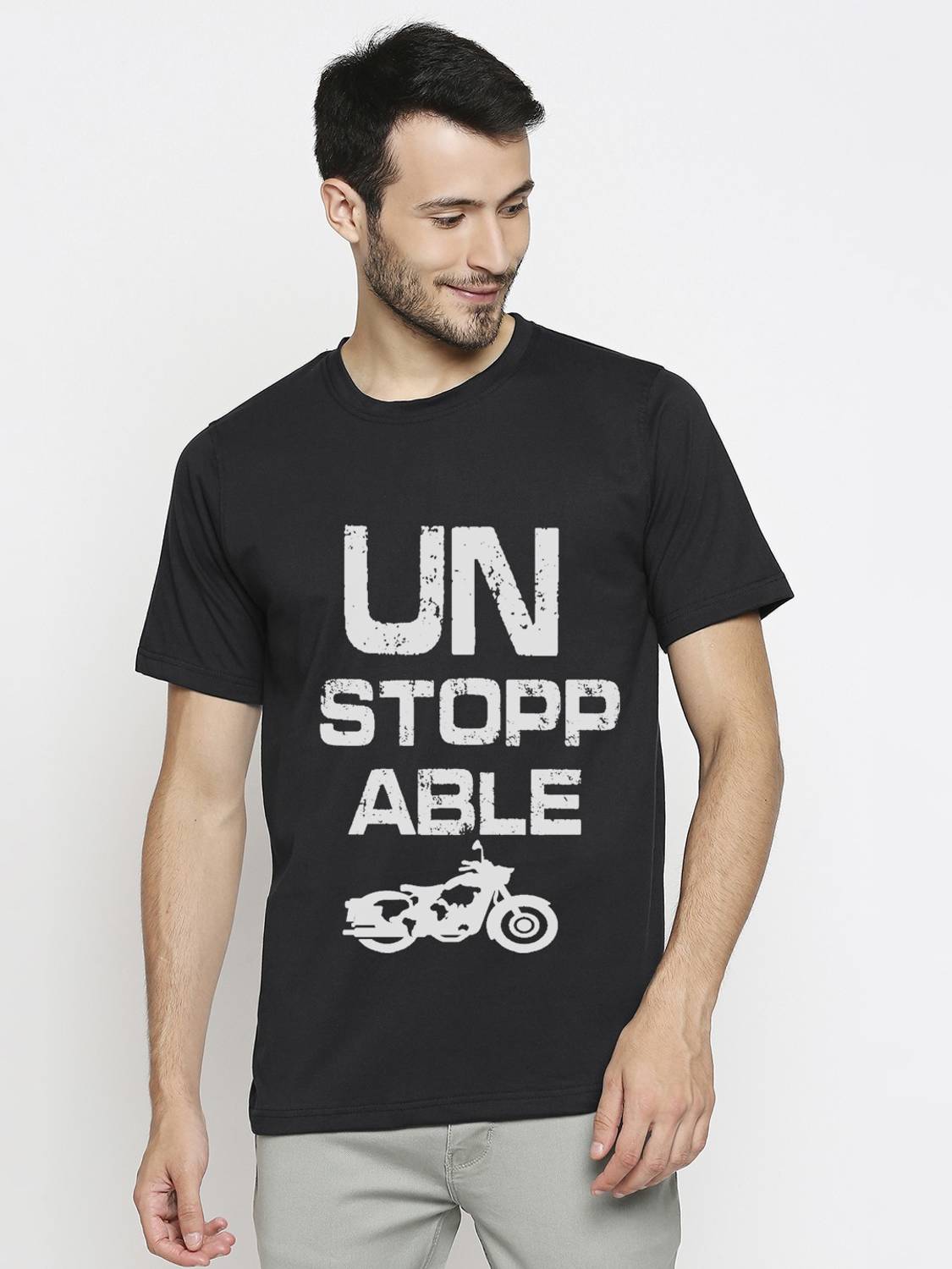 BLACKSMITH Printed Men Round Neck Black T-Shirt