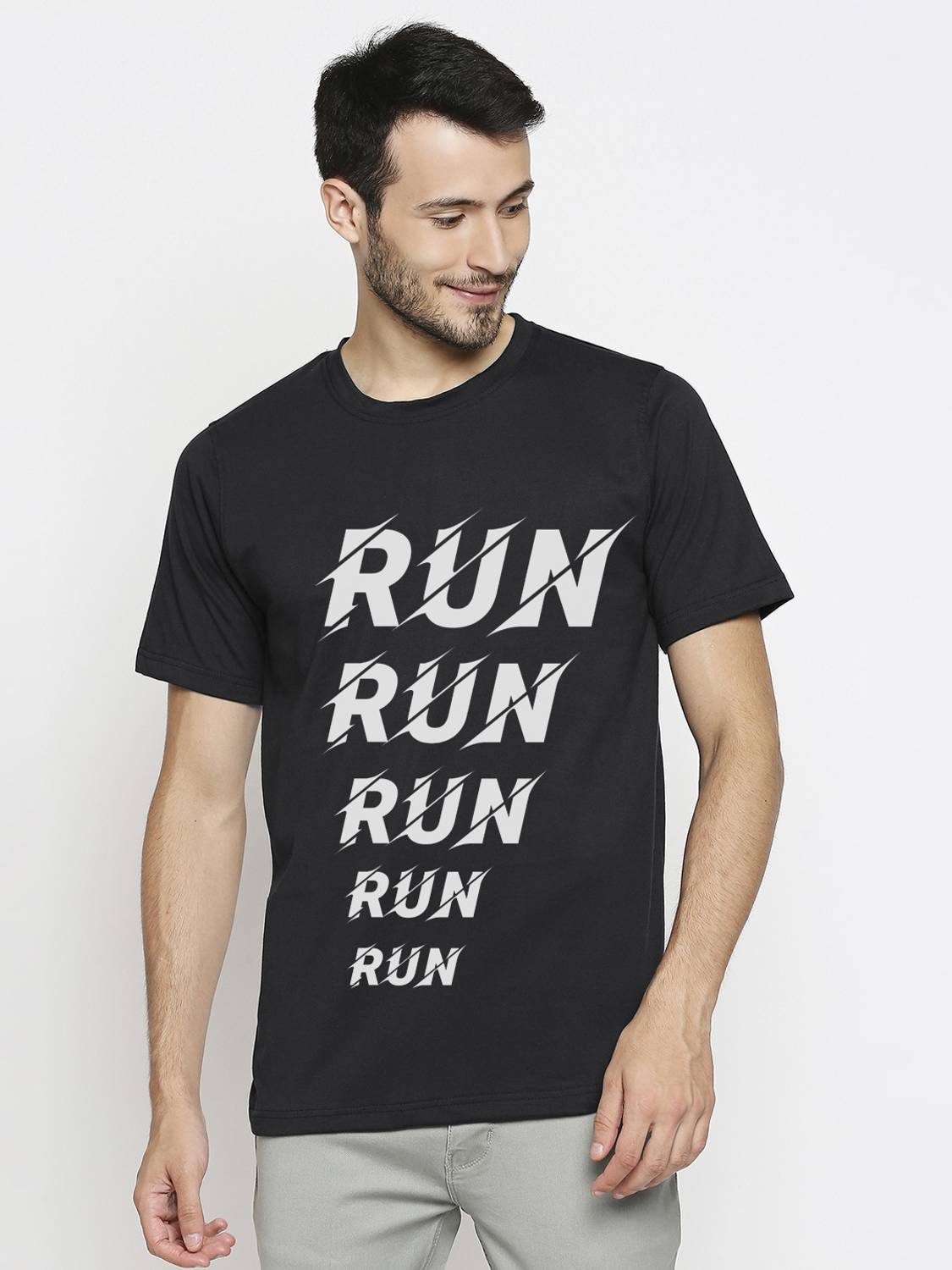 BLACKSMITH Printed Men Round Neck Black T-Shirt