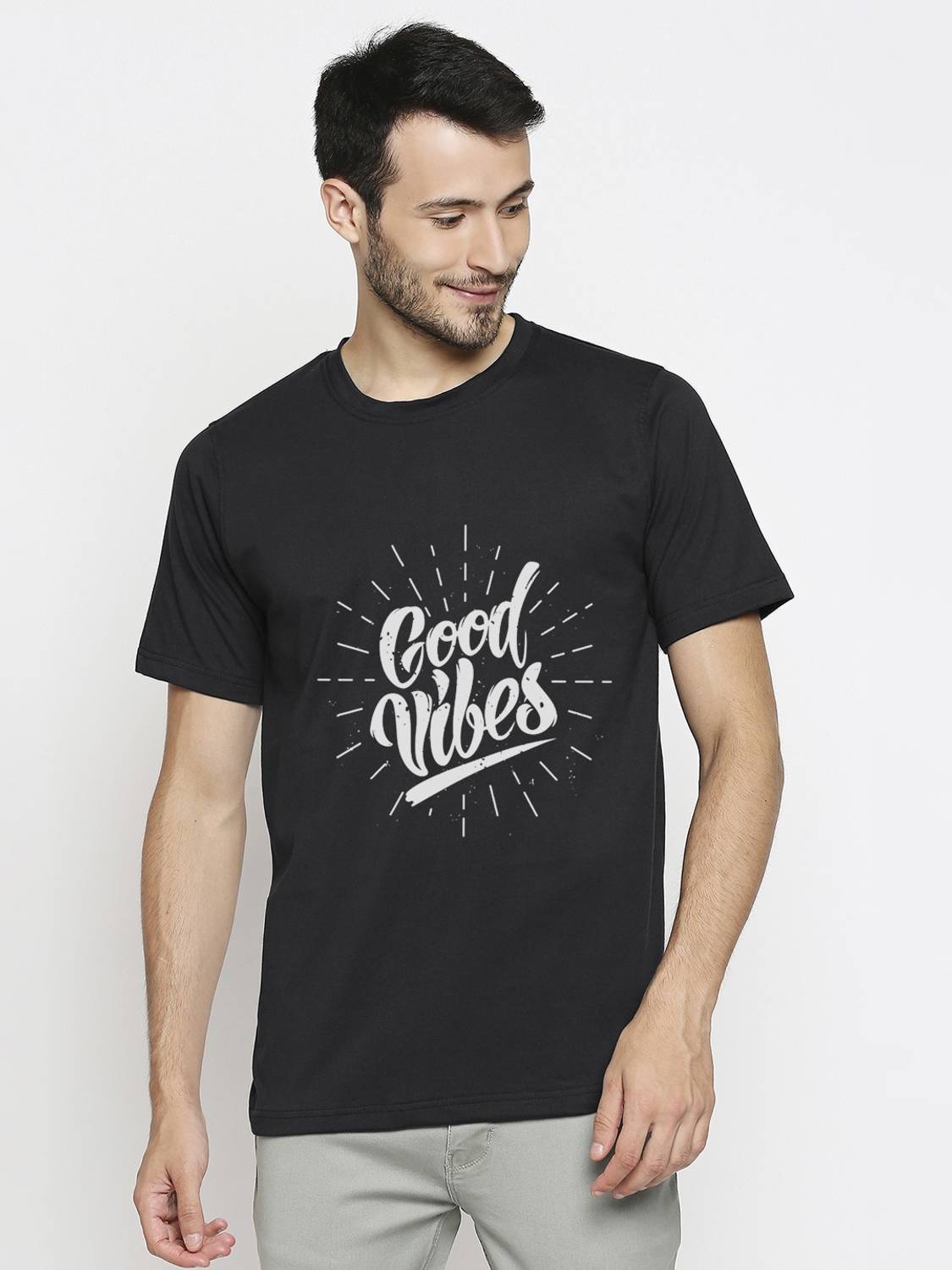 BLACKSMITH Printed Men Round Neck Black T-Shirt