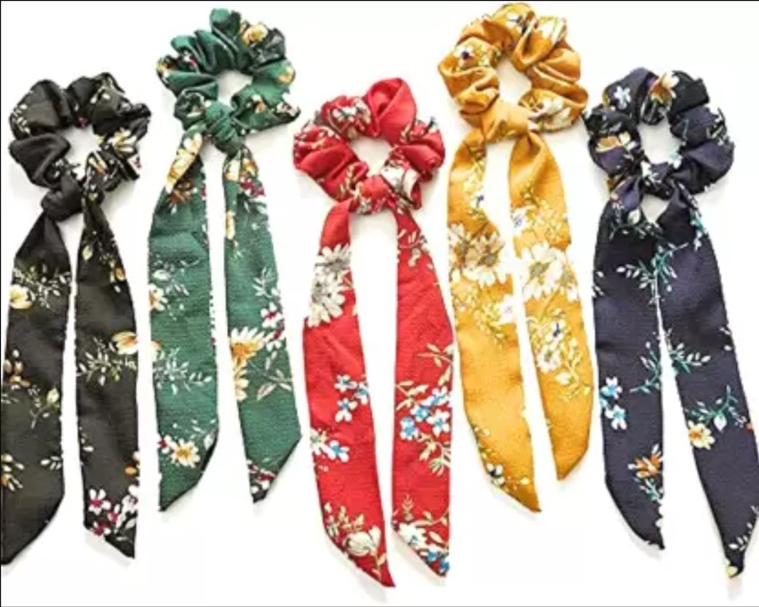 Image of Ganapati Universal Co Elastic Hair Bands /Ties Ribbon /Scarf Ponytail Scrunchies for Women and Girls - Set of 6 Multicolor Hair Band Hair Band