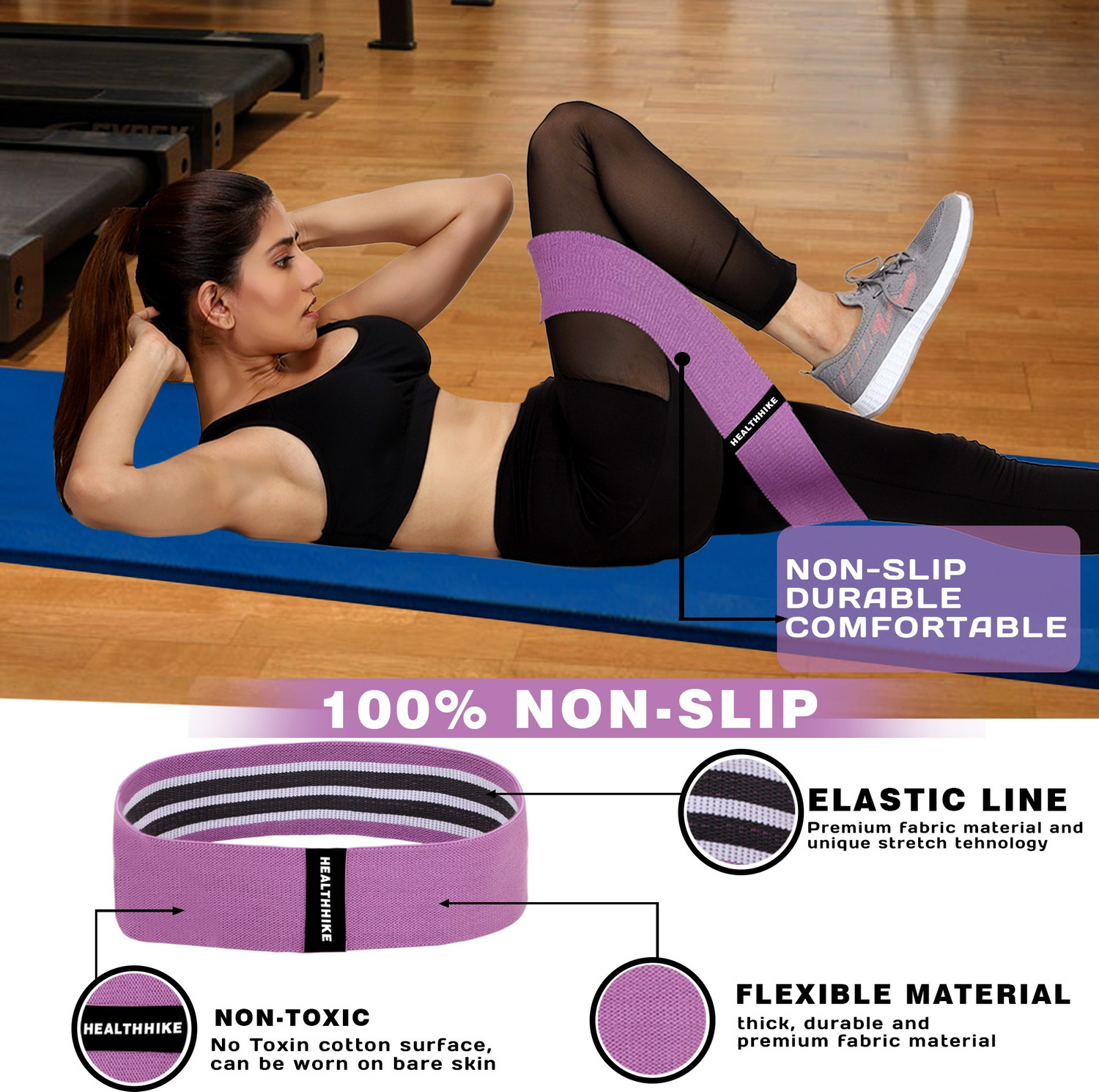 Image of HealthHike Fabric Resistance Band | Loop Hip Band for Women & Men | Booty Bands for Exercise Fitness Band
