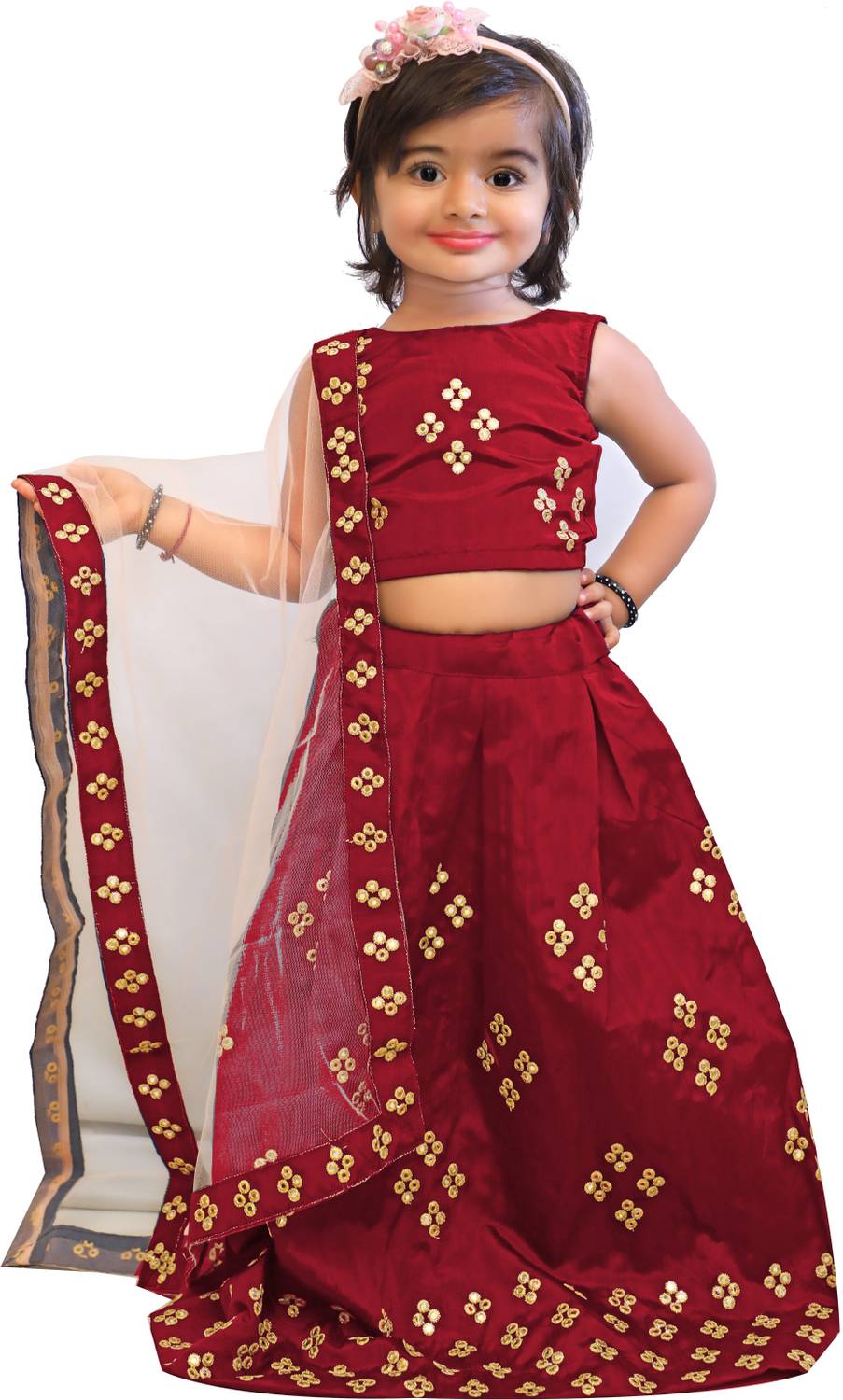varni creations Girls Lehenga Choli Ethnic Wear Embroidered Lehenga, Choli and Dupatta Set
