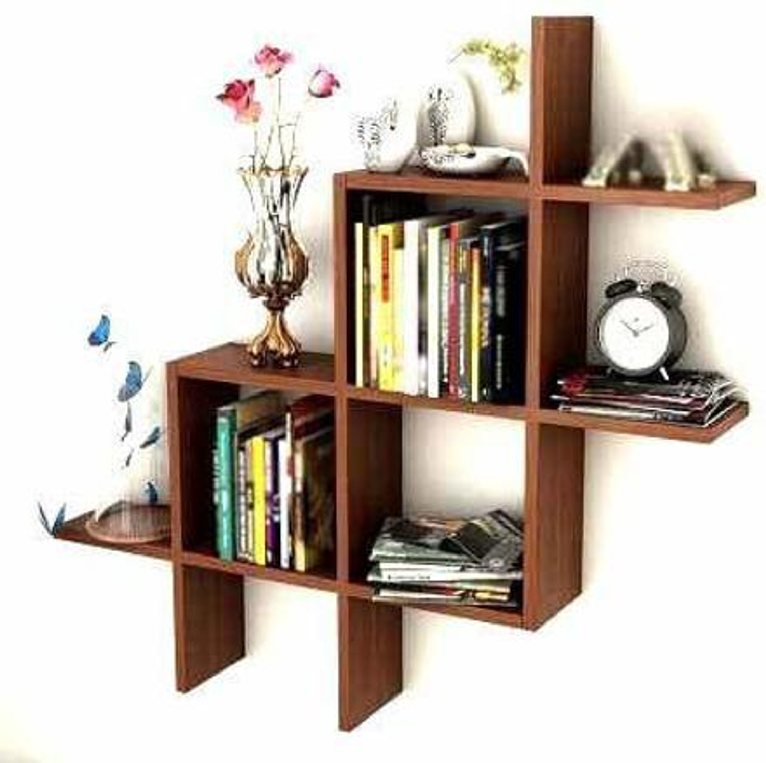 Image of woodinzo Wooden Wall Shelve Mounted Shelves Home decore / V Shelf / Hanging Rack MDF (Medium Density Fiber) Wall Shelf
