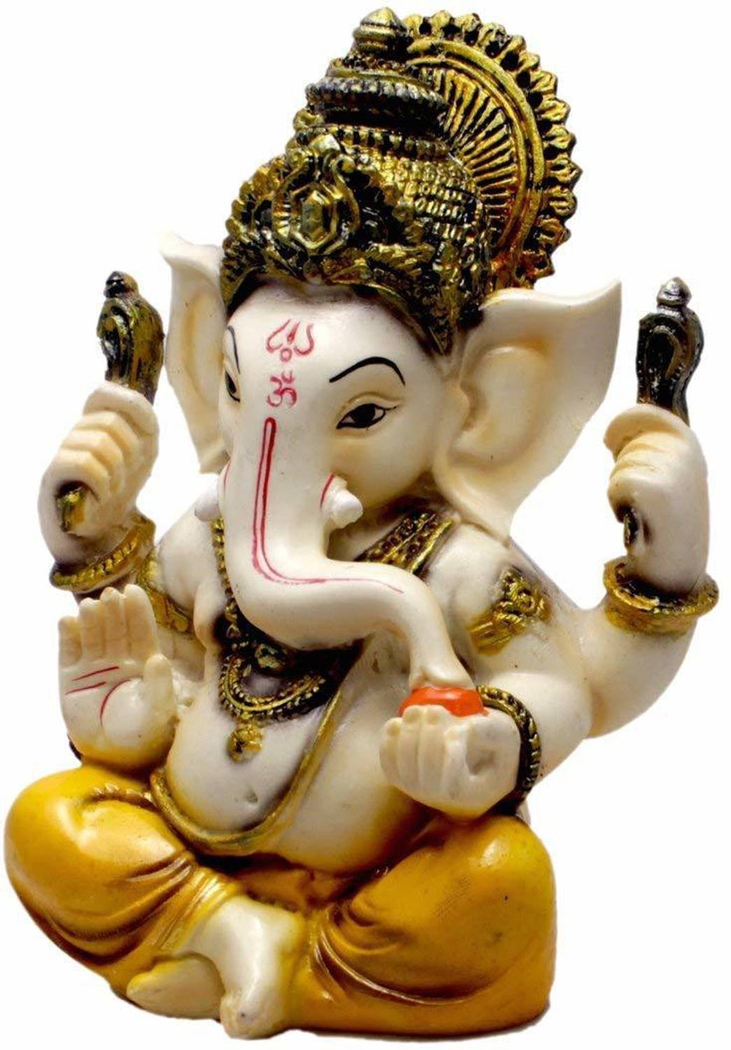 Mastermade Polyresin Hand Carved God Ganesha Resin Idol Sculpture Statue, Size 5.6 Inches, Multicolour Decorative Showpiece - 10 cm