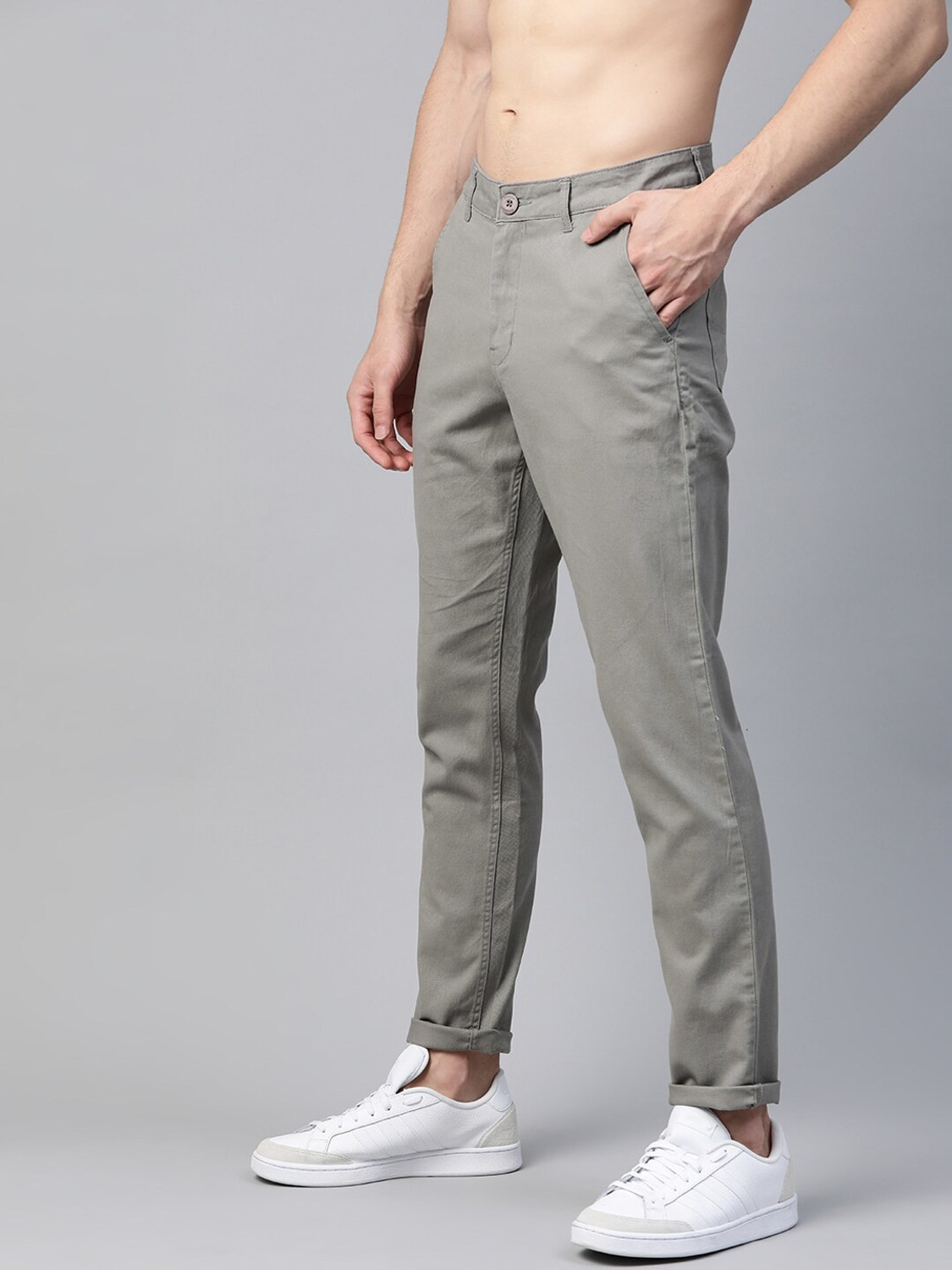 Image of Roadster Regular Fit Men Grey Trousers
