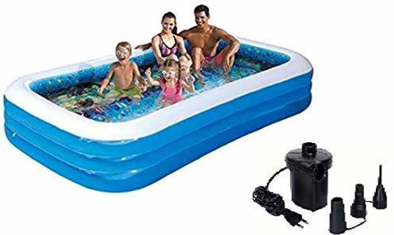 Image of Bestway Spa Swimming Bath Tub with Pump 10 Feet Blue (with Electric Pump). Inflatable Swimming Pool