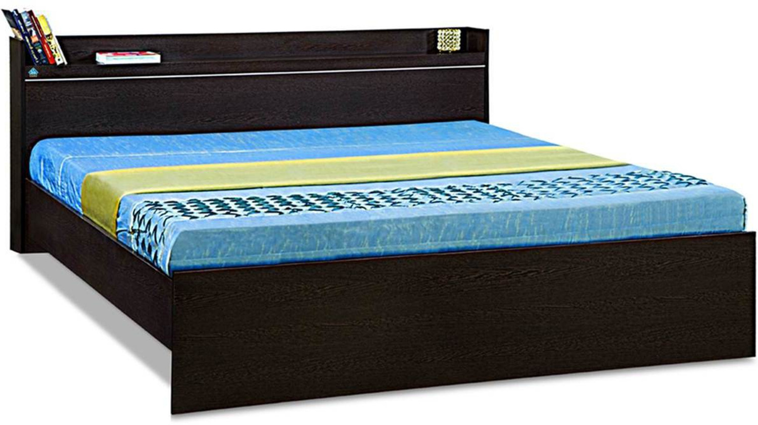 Image of Delite Kom Plum with open shelf headboard Engineered Wood Queen Bed, 213.3 cm x 160.6 cm (7.0 ft x 5.27 ft)
