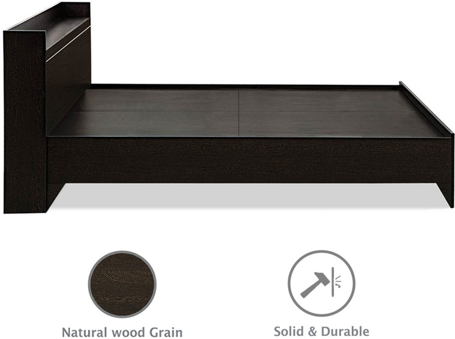 Image of Delite Kom Plum with open shelf headboard Engineered Wood Queen Bed, 213.3 cm x 160.6 cm (7.0 ft x 5.27 ft)