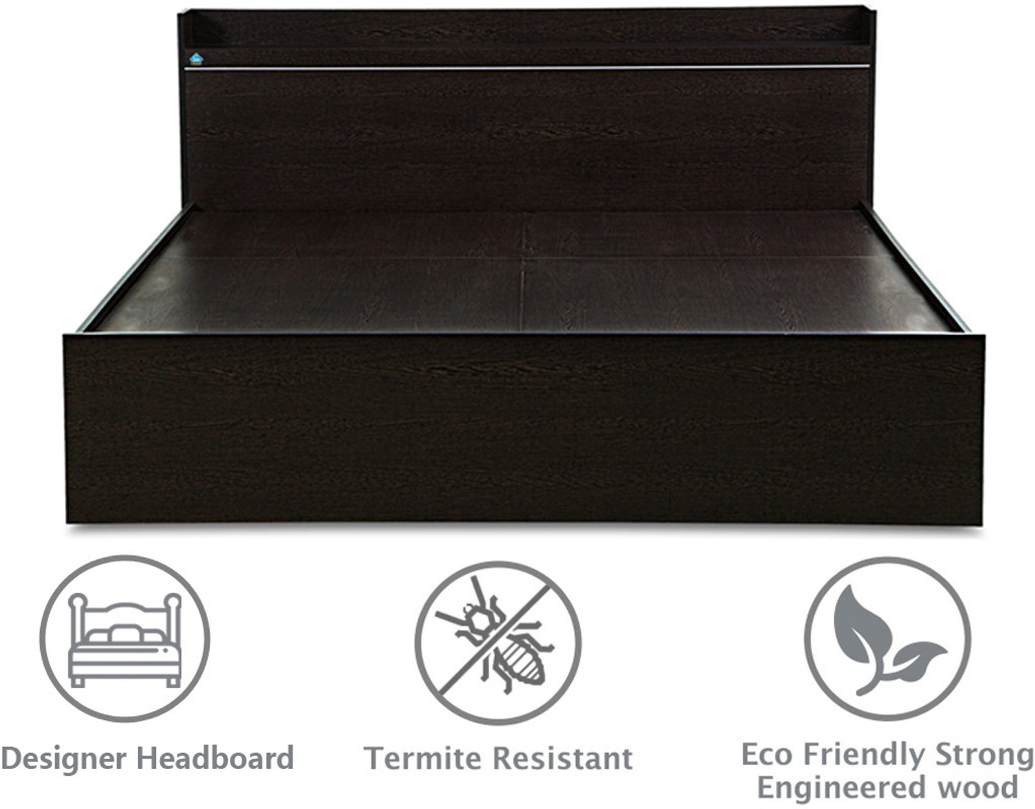 Image of Delite Kom Plum Engineered Wood Queen Box Bed, 213.3 cm x 160.6 cm (7.0 ft x 5.27 ft)