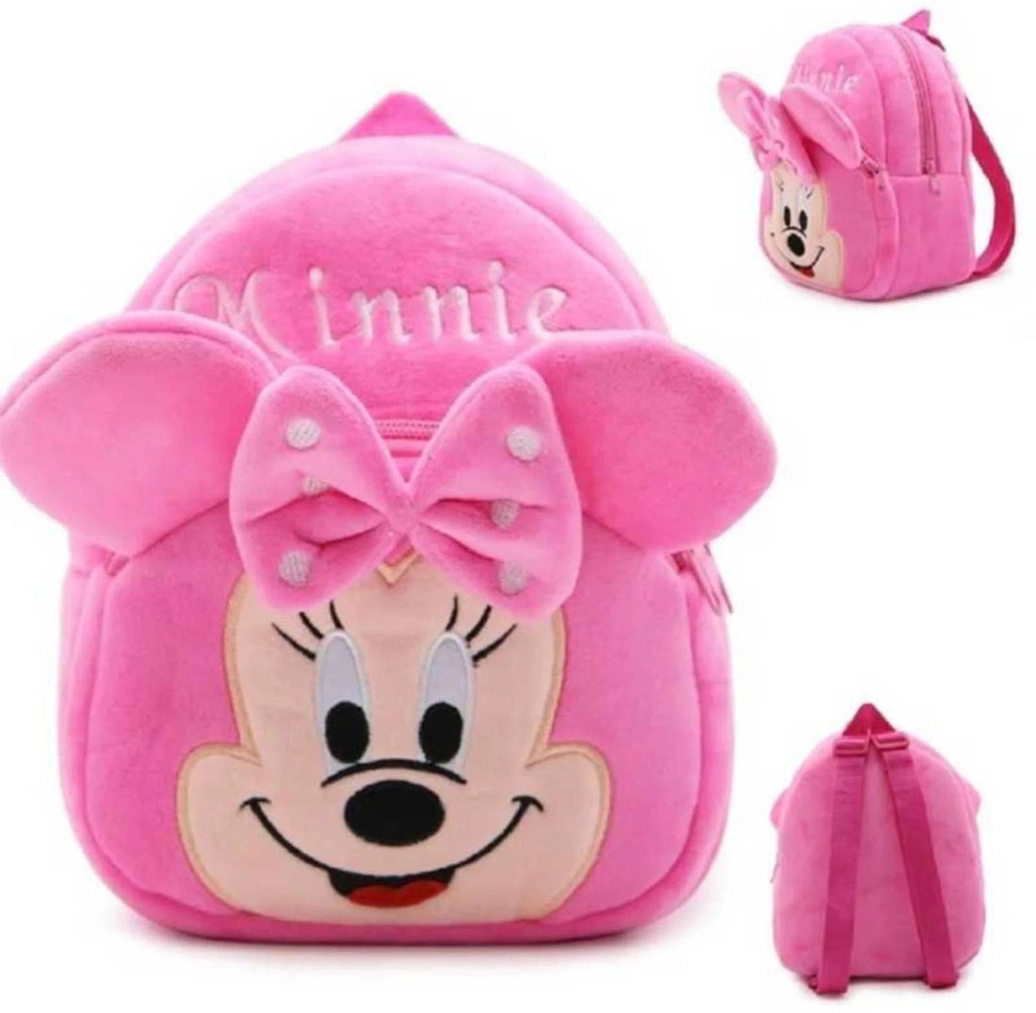 Afya Kids School Bag Minnie Soft Plush Cartoon Baby Boys/Girls Plush Bag (Pink, 4 L) Waterproof Plush Bag