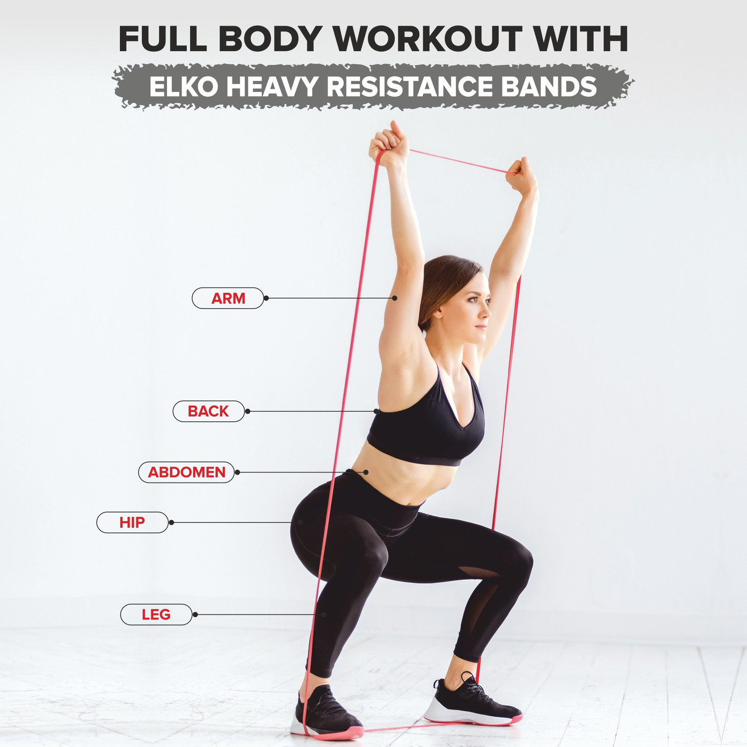 Image of ELKO Heavy Resistance Band for Exercise & Stretching for Men & Women Resistance Tube