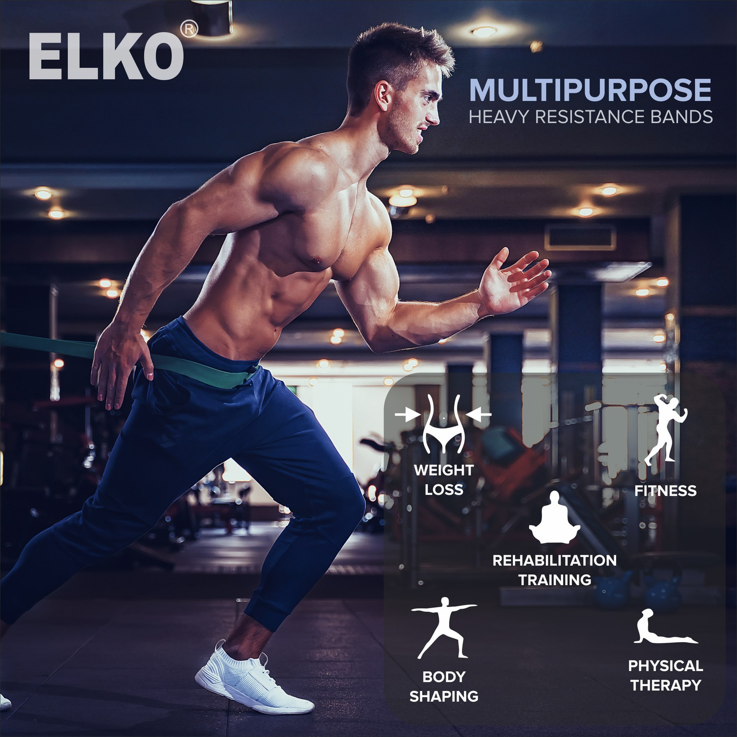 Image of ELKO Heavy Resistance Band for Exercise & Stretching for Men & Women Resistance Tube