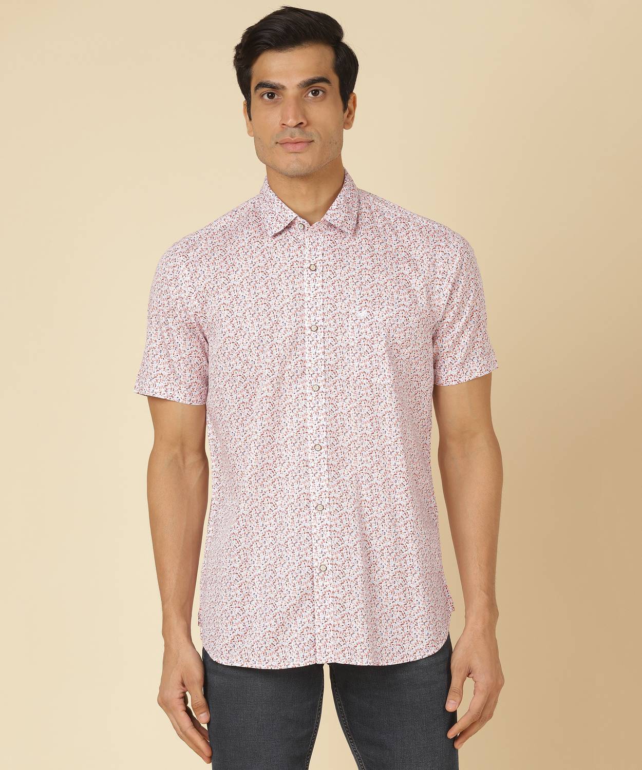 Blackberrys Men Printed Casual Pink Shirt