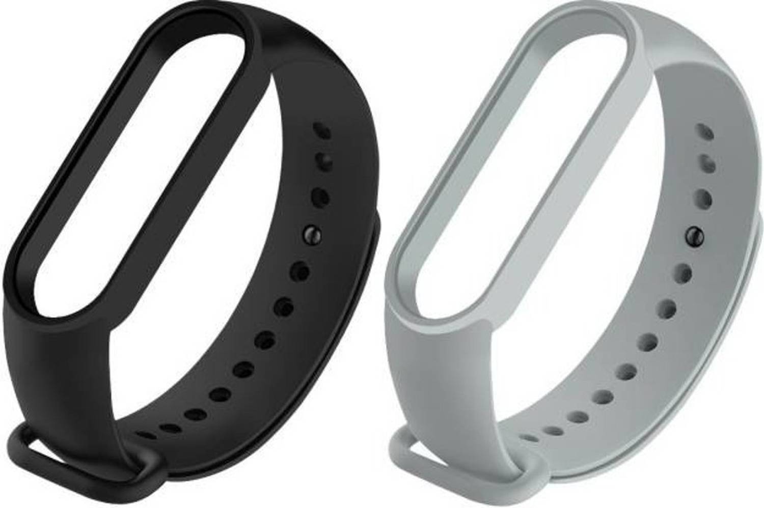 Asotai Soft Silicon Replacement Brand For Mi 5 And Mi 6 Pack of 2 (Black and Grey) Smart Band Strap