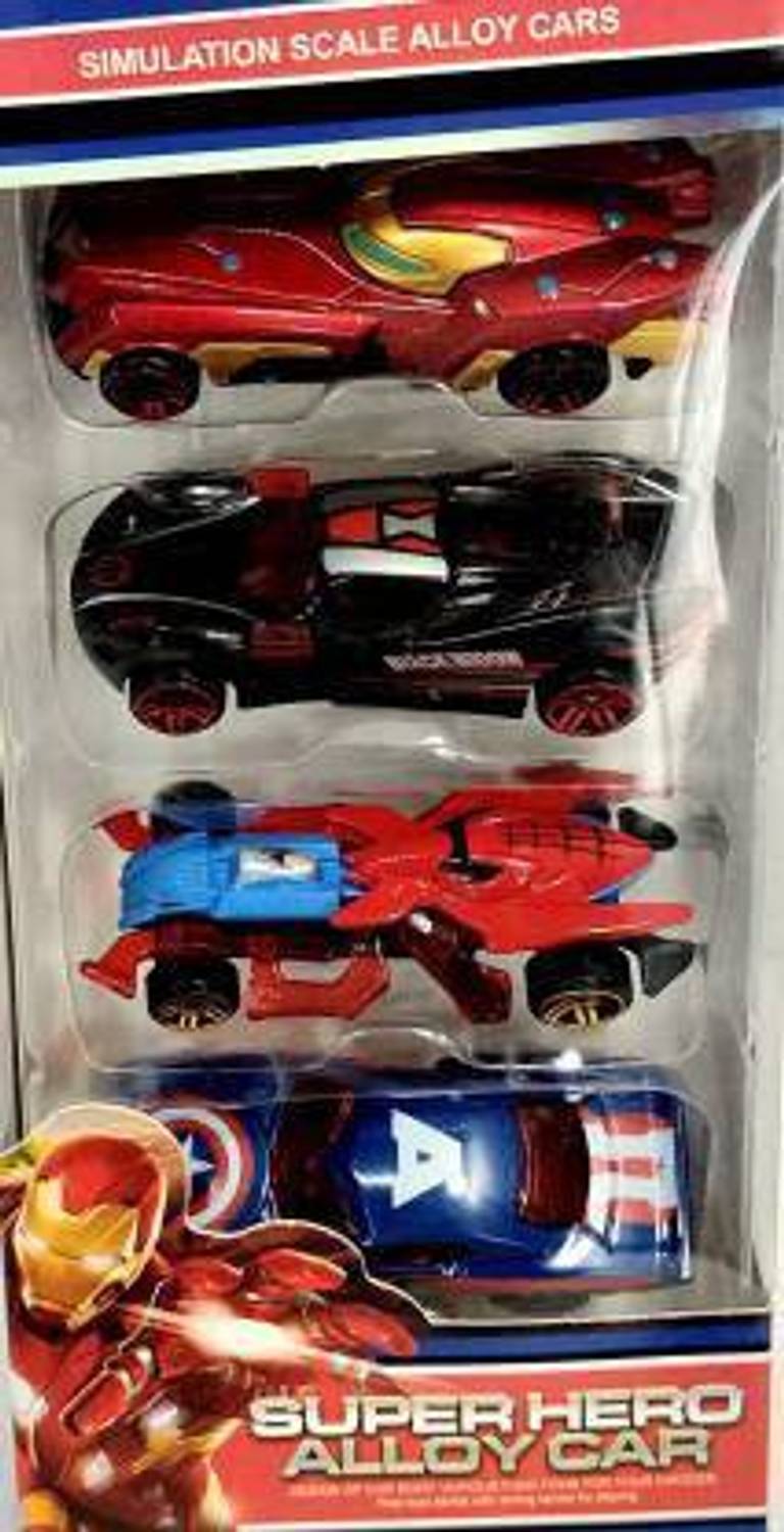 Cabin Hut Model Die Cast car Set (Metal) with Free wheels | Superhero Model Die Cast car Set (Metal) with Free wheels | High speed Hot metal model di-cast toy vehicle | | Action Figure Metal Cars set for kids | SuperHeroes car set (4 in 1)