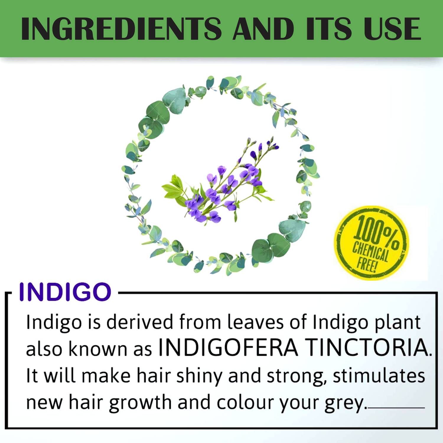 FLORECER 100% Pure Organic Indigo Powder 100g - Image 2