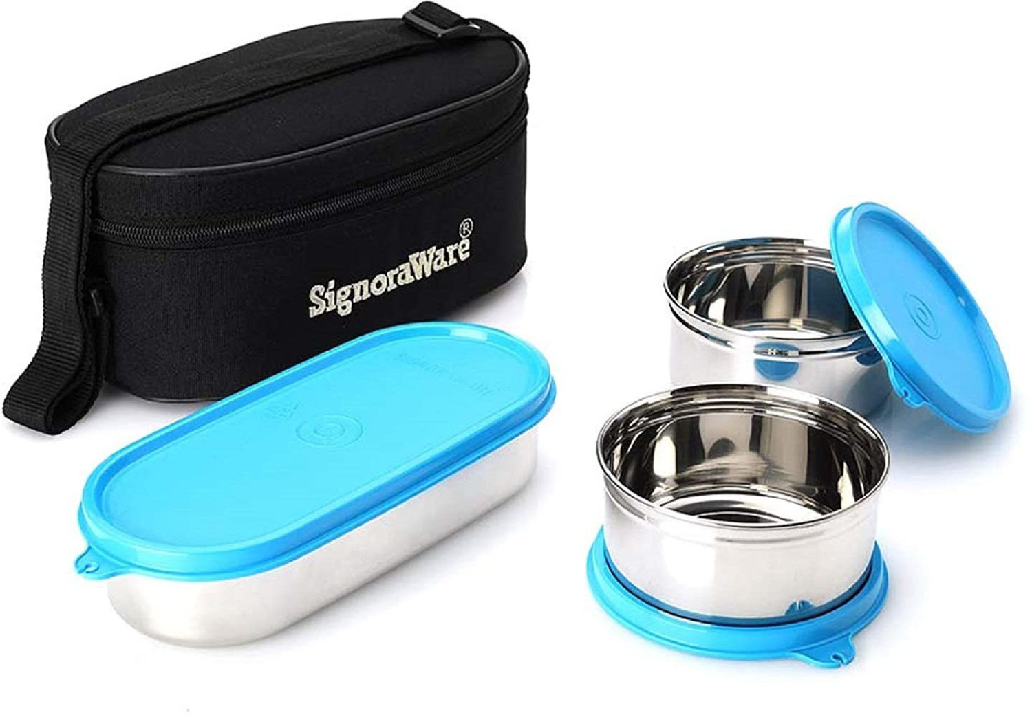 Image of Signoraware 3551 Double Decker Special 3 Containers Stainless Steel Office Lunch Box