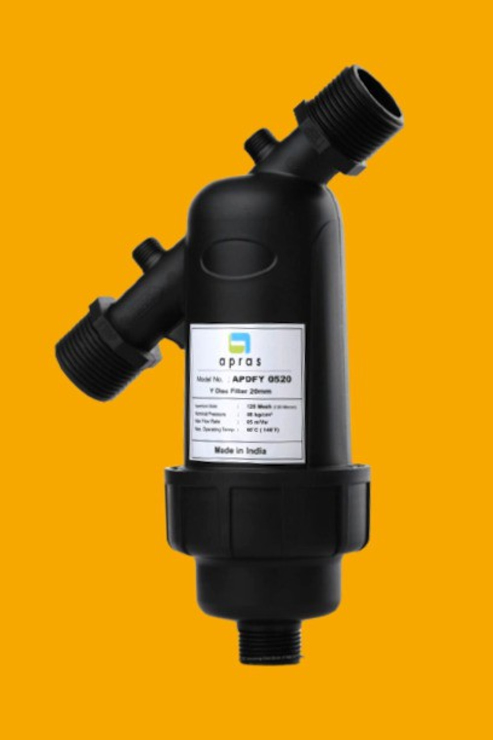 Image of APRAS Filter - 1.25 inch | Y Type Disc Filter for Drip Irrigation | Also for Water RO, Garden lawn, Home or Apartment Water Tank | Size- 1.25 inch (32mm) | Flow rate 10 Thousand Litre /Hr. | Made in India Tap Mount Water Filter