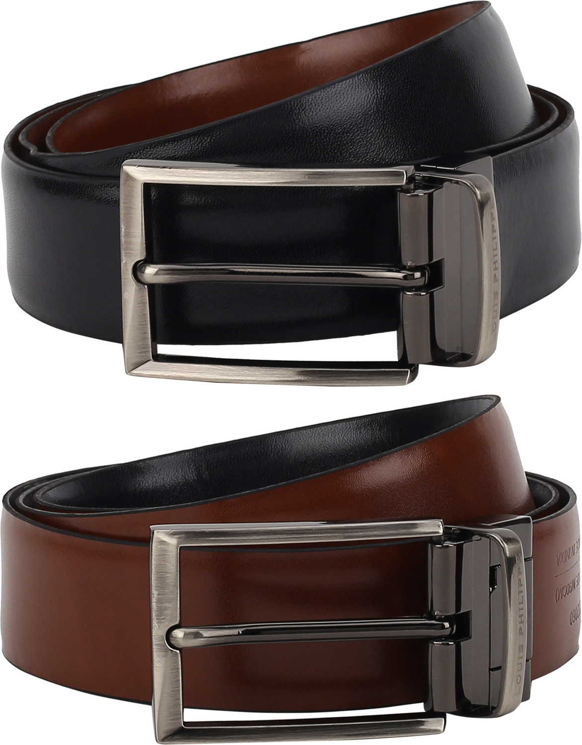 Image of LOUIS PHILIPPE Men Formal Multicolor Genuine Leather Reversible Belt