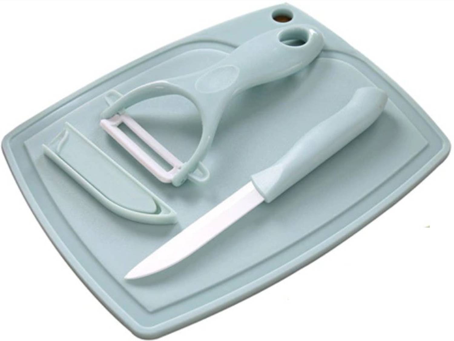 AlexVyan Fruit Knife Sets Paring Knives Chopping Boards Fruits Peeler (3 in 1) Suits Kitchen Cooking Vegetable Ceramic Knife Tools Plastic, Stainless Steel Cutting Board
