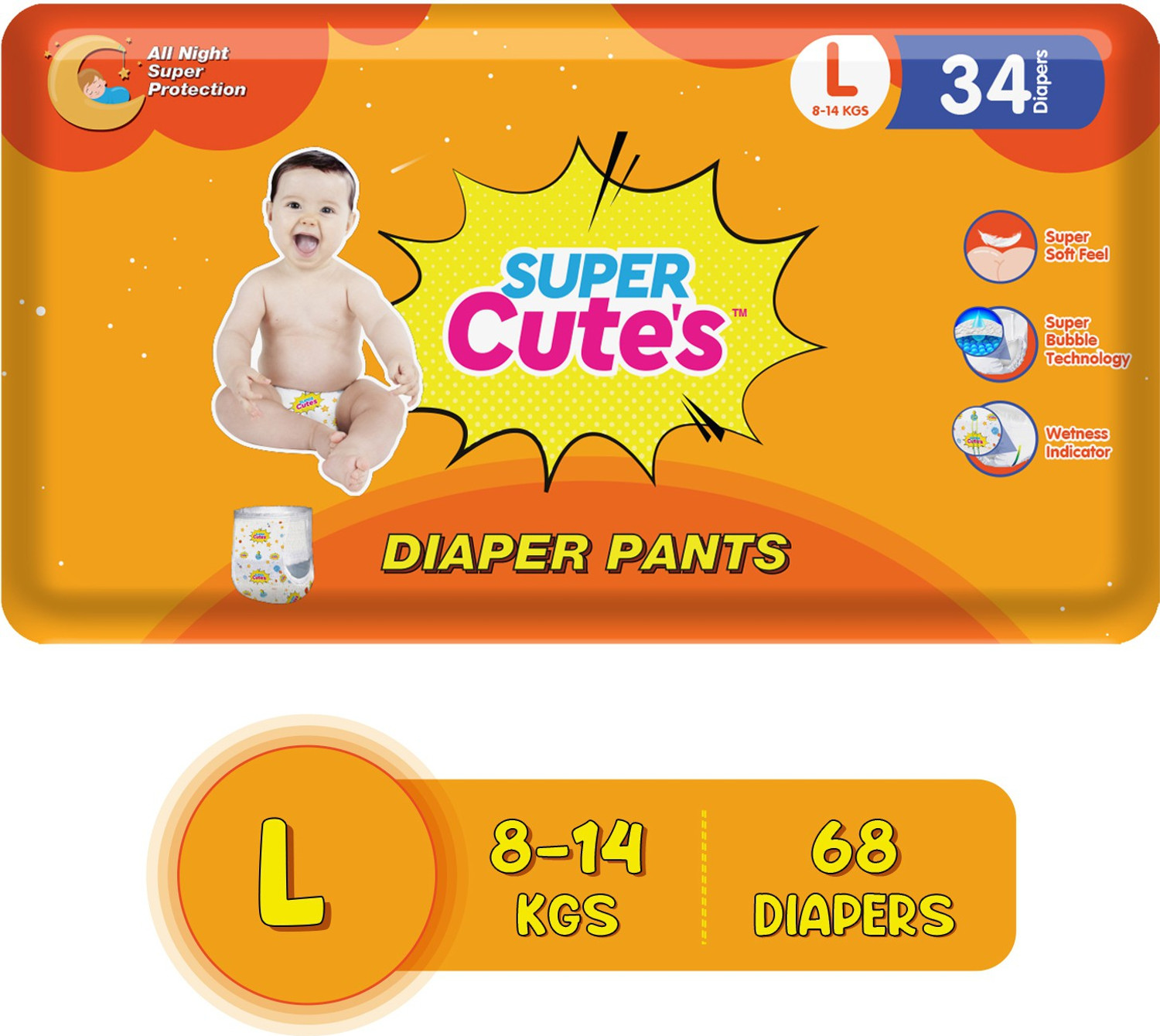 Image of Super Cute's | Wonder Pullups | Pant Style Premium Diaper | For Superior Absorption Pant Diapers - L