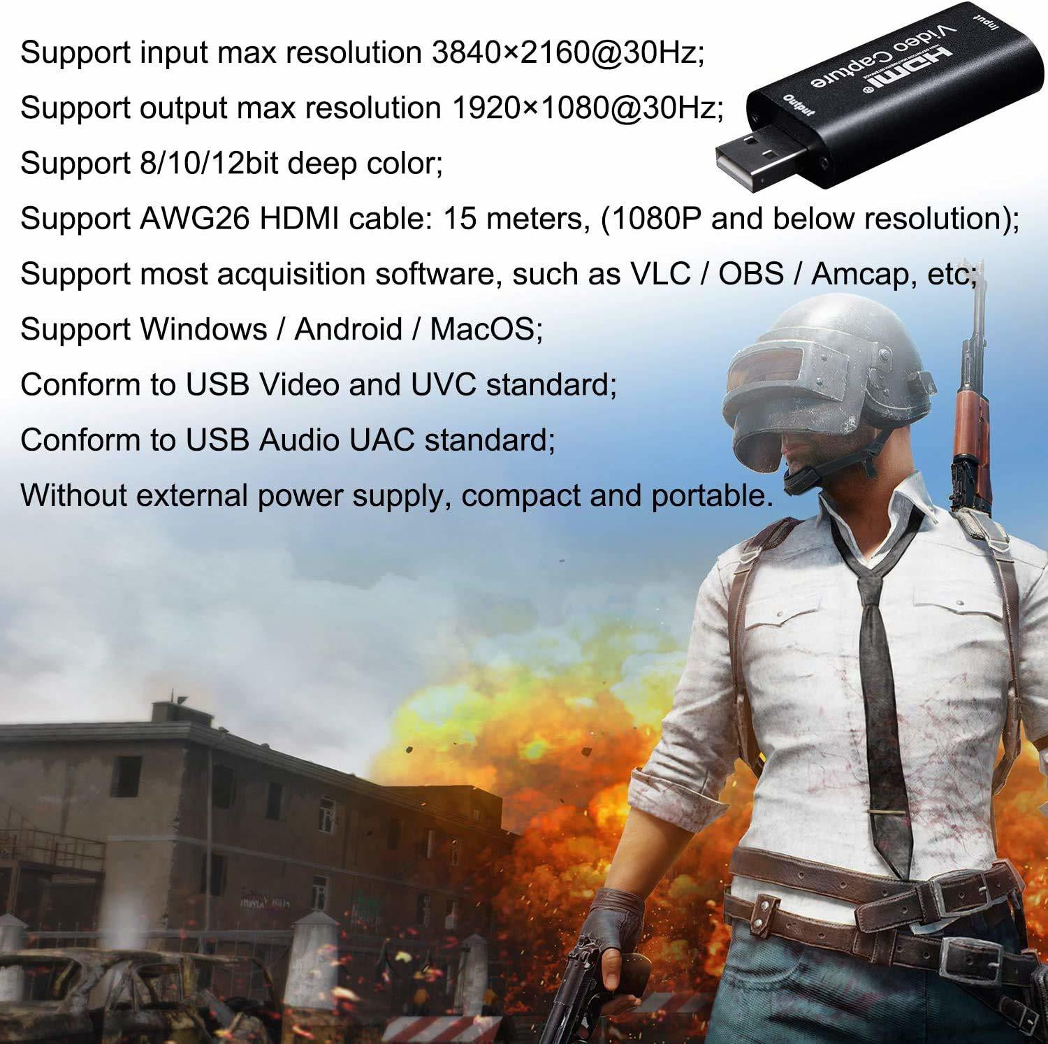 Image of microware Video Capture Card, 1080P HDMI Capture Card - HDMI to USB 2.0 Video Capture Device for Live Streaming, Broadcasting, Gaming Record, Video Conference USB 2.0 HDMI Connector (Black)
