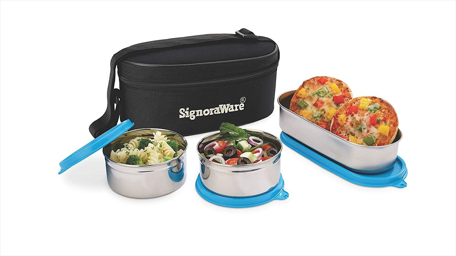 Image of Signoraware 3551 Double Decker Special 3 Containers Stainless Steel Office Lunch Box