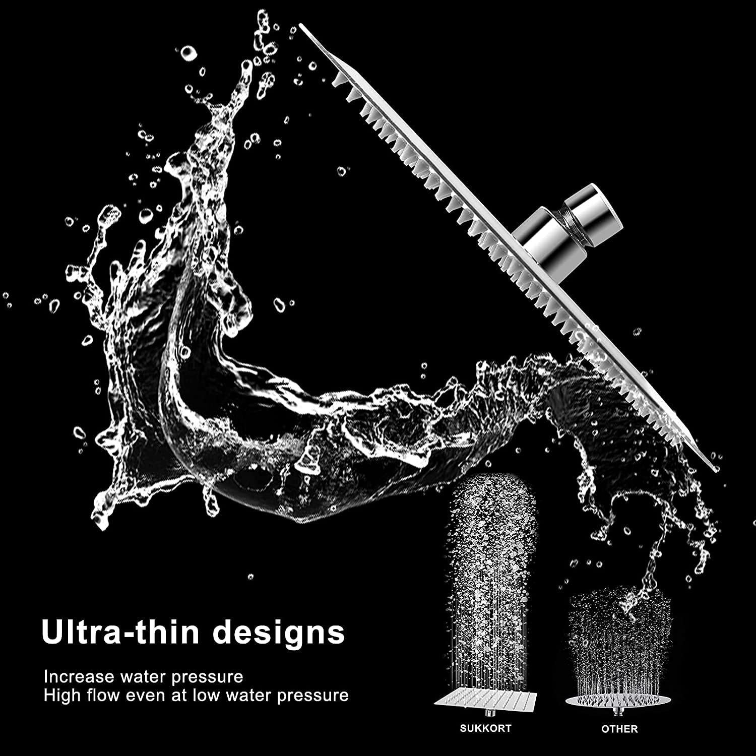 Image of Senkiddpro Stainless Steel Turbo Angle Wall with 4X4Slim Shower for Bathroom(Chrome Finish) Trendy Design water Saving Aerator Suitable for Washbasin Bathroom &Kitchen Bib Tap Faucet (Wall Mount Installation Type)
