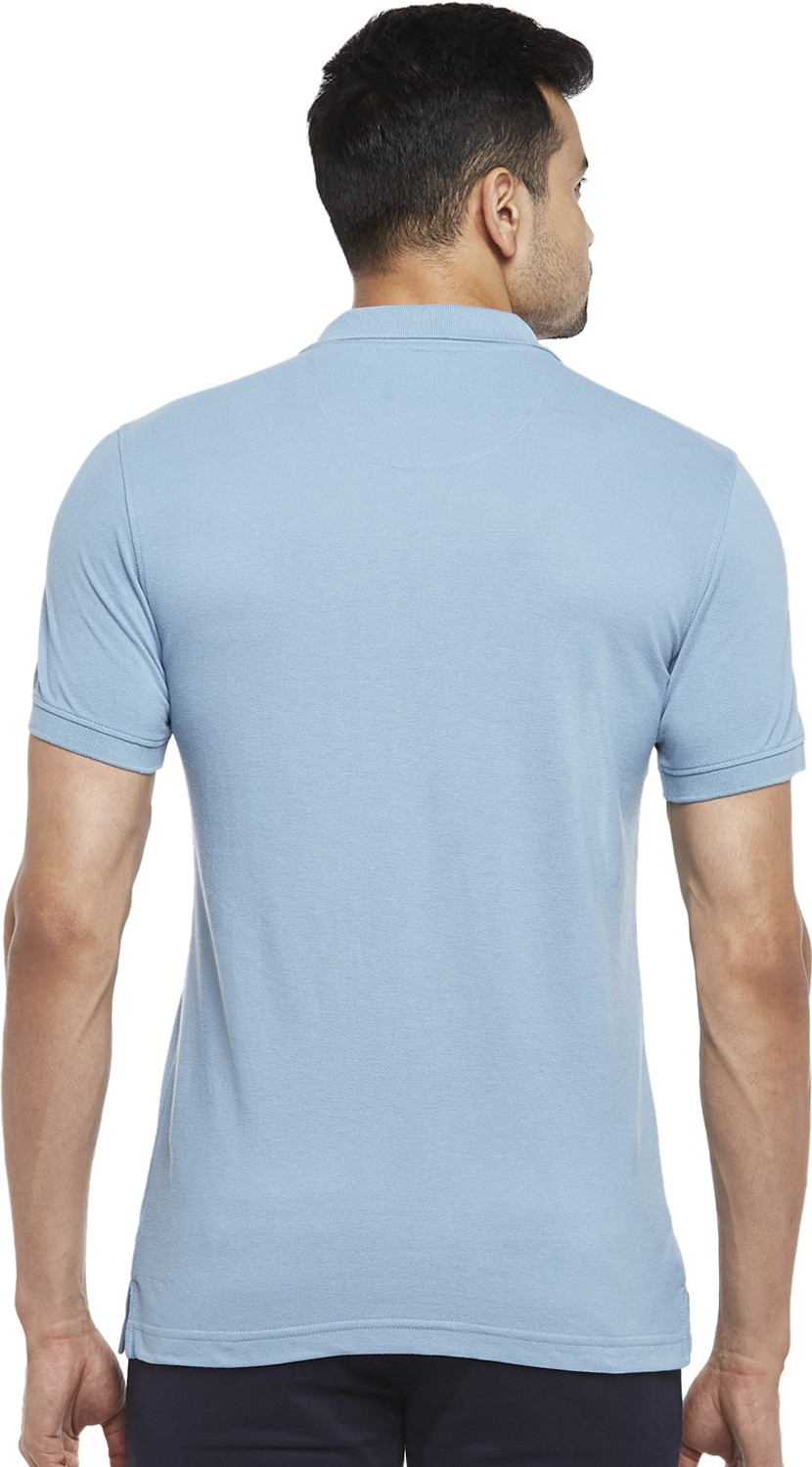 Image of Byford by Pantaloons Solid Men Polo Neck Blue T-Shirt
