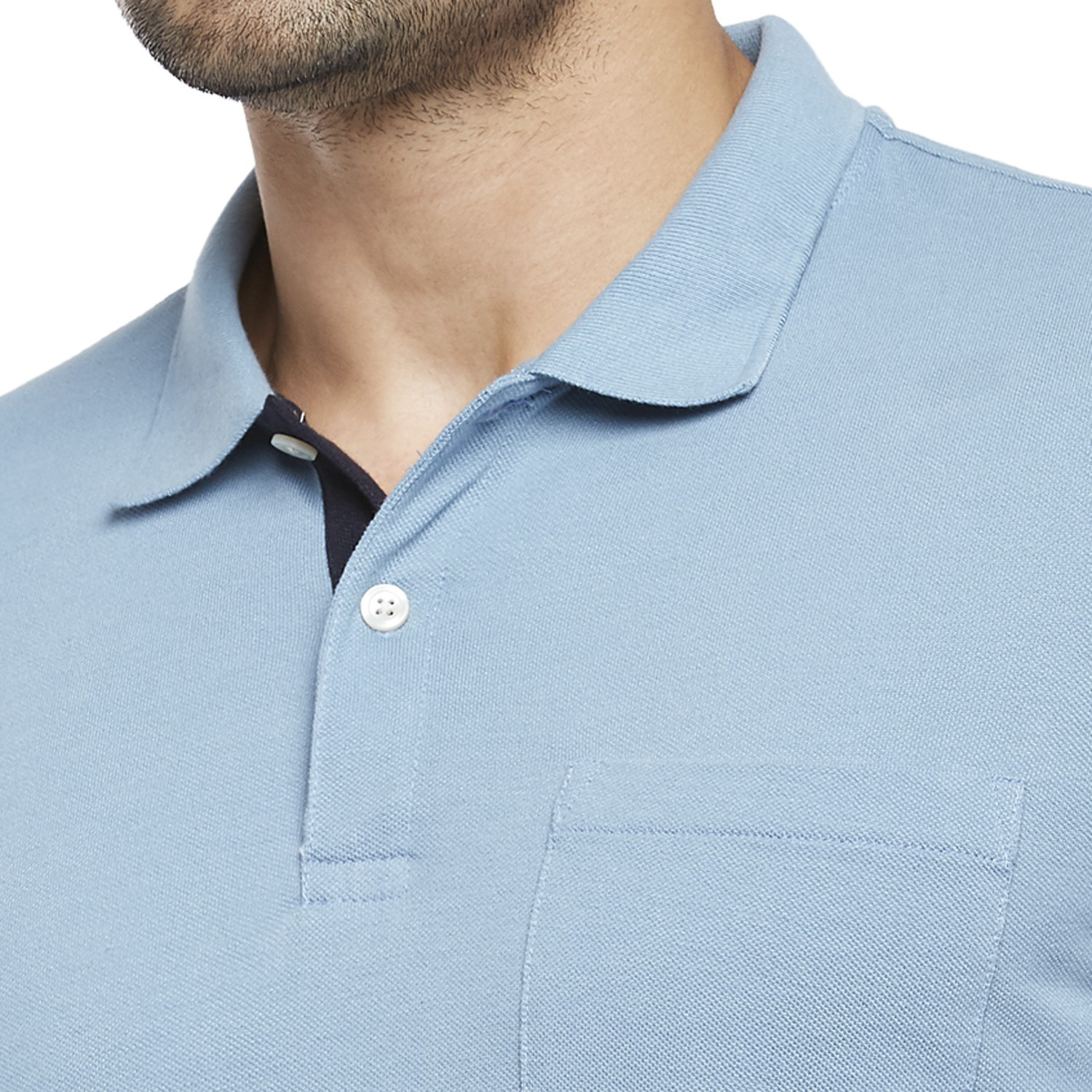 Image of Byford by Pantaloons Solid Men Polo Neck Blue T-Shirt