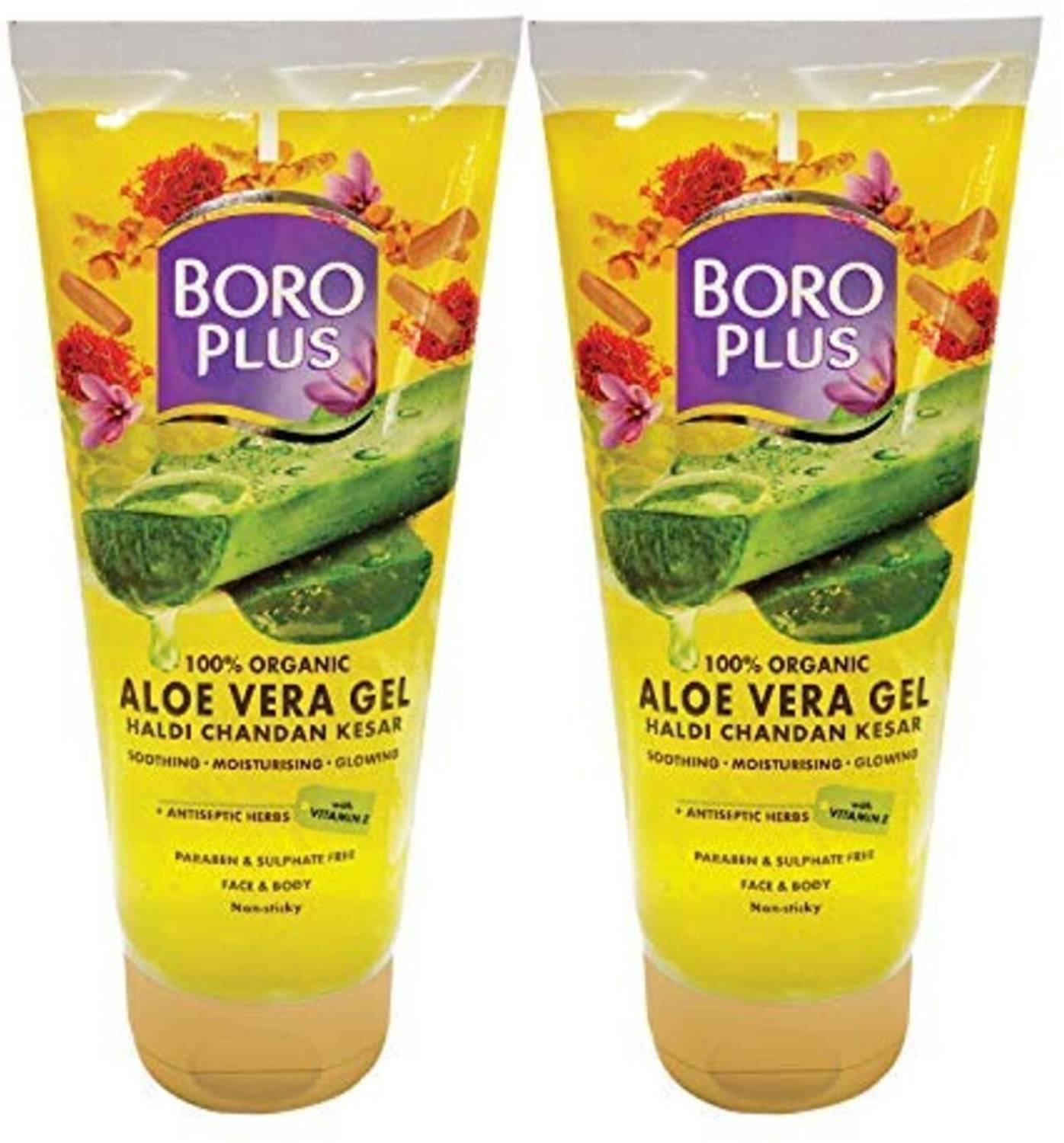 BOROPLUS Aloe Vera Gel with Haldi, Chandan & Kesar|Moisturised Skin Pack of 2