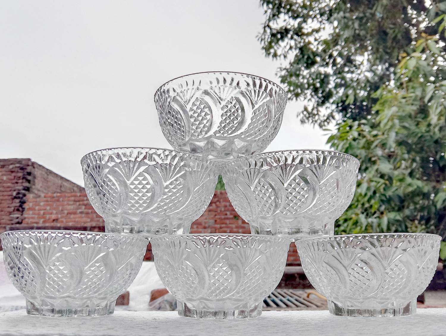 Aone Glass and Crockery Store Glass Dessert Bowl glass bowl set of 6 royal shape 120ml
