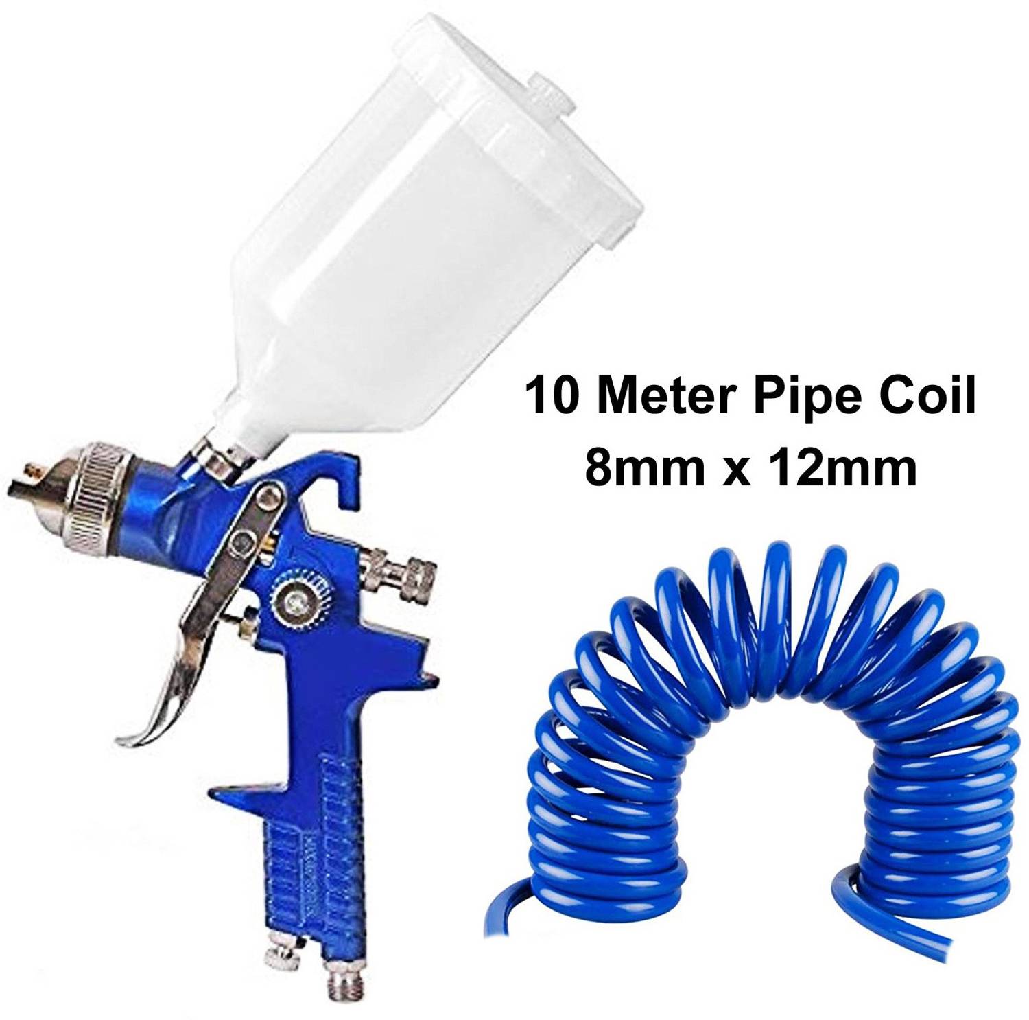 Air-ga H827 Professional Paint Spray Gun Sprayer with 10 meter Pneumatic Pipe Coiled 8mm x 12mm & 1.4mm Nozzle Automotive Painting Car Furniture Construction Painting Tools HVLP Sprayer